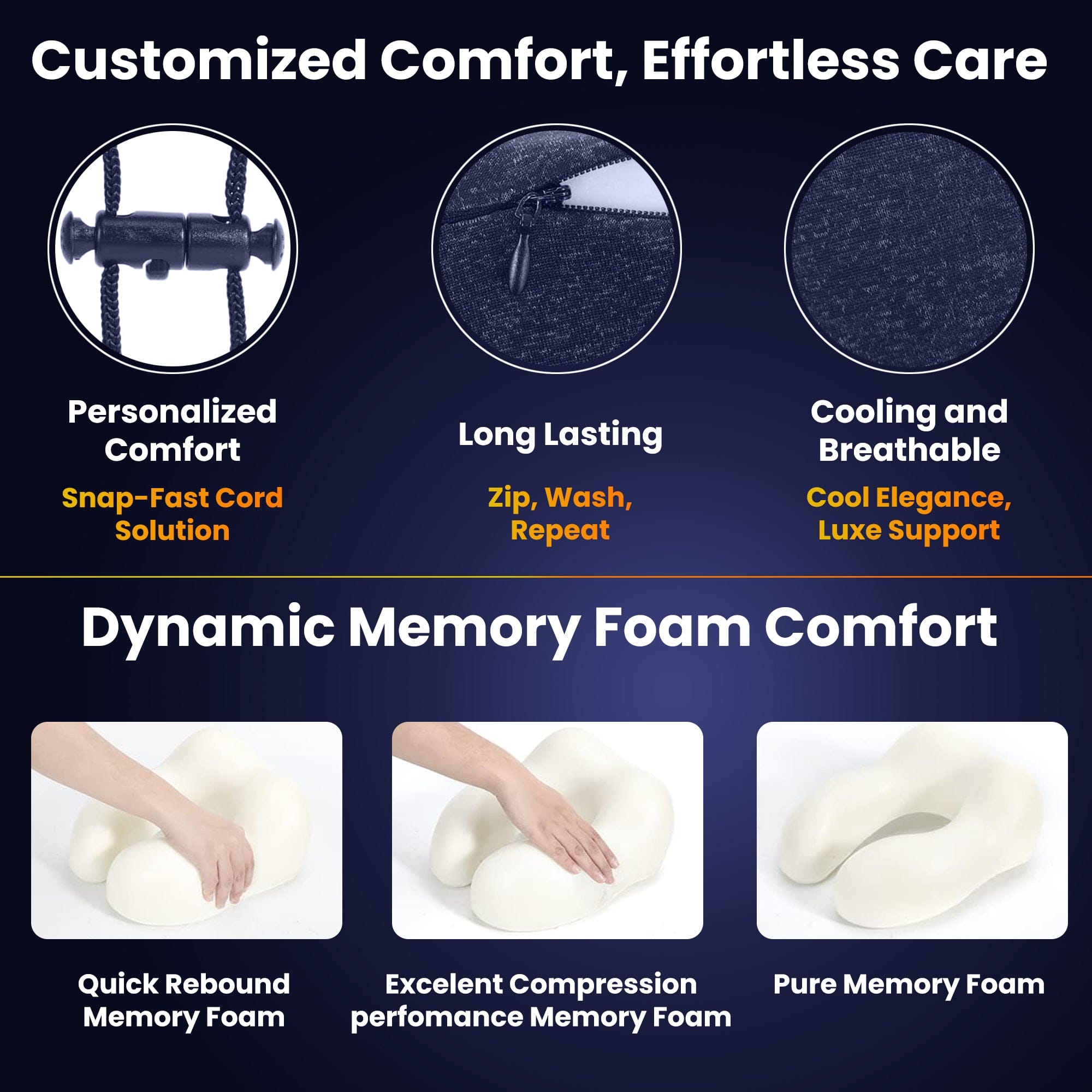 Dr Trust USA Orthopedic Memory Foam Travel Neck Pillow for Adults - Cervical Pain Relief Airplane Head Rest Support Cushion - Perfect for Long Flights, Road Trips & Office Comfort