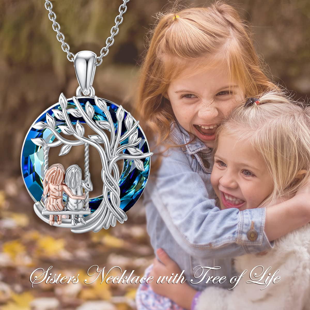TOUPOP 925 Sterling Silver Tree of Life Necklace for Sisters - 2/3/4 Sisters Crystal Jewelry, Birthday & Mother's Day Gifts for Women, Daughters & Friends | Perfect for Sister Bonding, Family Reunions & Special Occasions