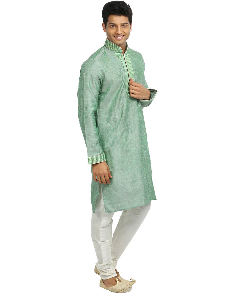 Aquamarine Blue Cotton Silk Kurta with Churidar - Elegant Indian Ethnic Wear for Women, Perfect for Festivals, Weddings & Parties