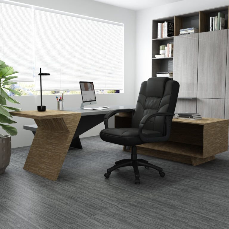 Premium Boss Executive High Back LeatherPlus Office Chair with Knee Tilt Mechanism - Model B7501 - Perfect for Home Office, Executive Suites & Conference Rooms