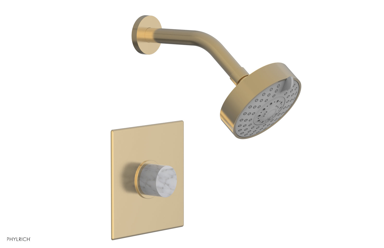 BASIC II Pressure Balance Shower Set with White Marble Handle - 230S 23 Series - Perfect for Modern Bathroom Renovation & Spa-Like Shower Experience