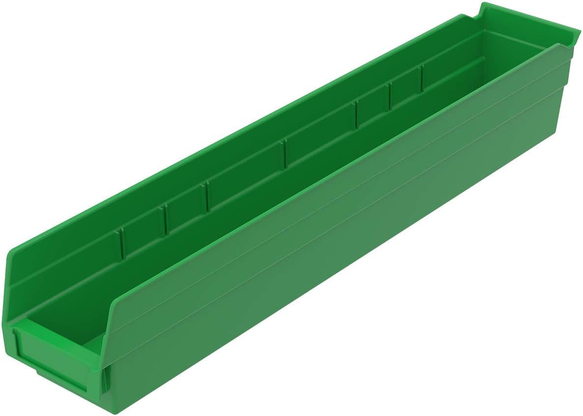 Akro-Mils 30124 Heavy Duty Plastic Shelf Bins - 12-Pack Green Storage Organizer (24