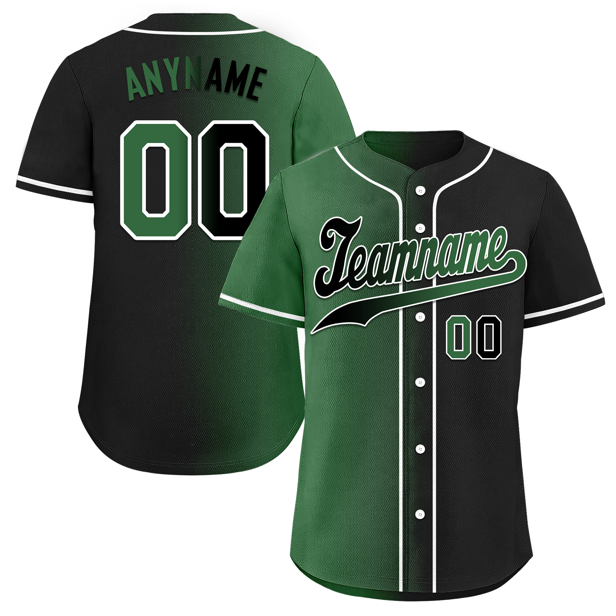 Custom Green Black Gradient Personalized Baseball Jersey - Authentic Fashion Sports Apparel BSBJ01 D0a707c - Perfect for Baseball Games, Team Uniforms & Fan Gear