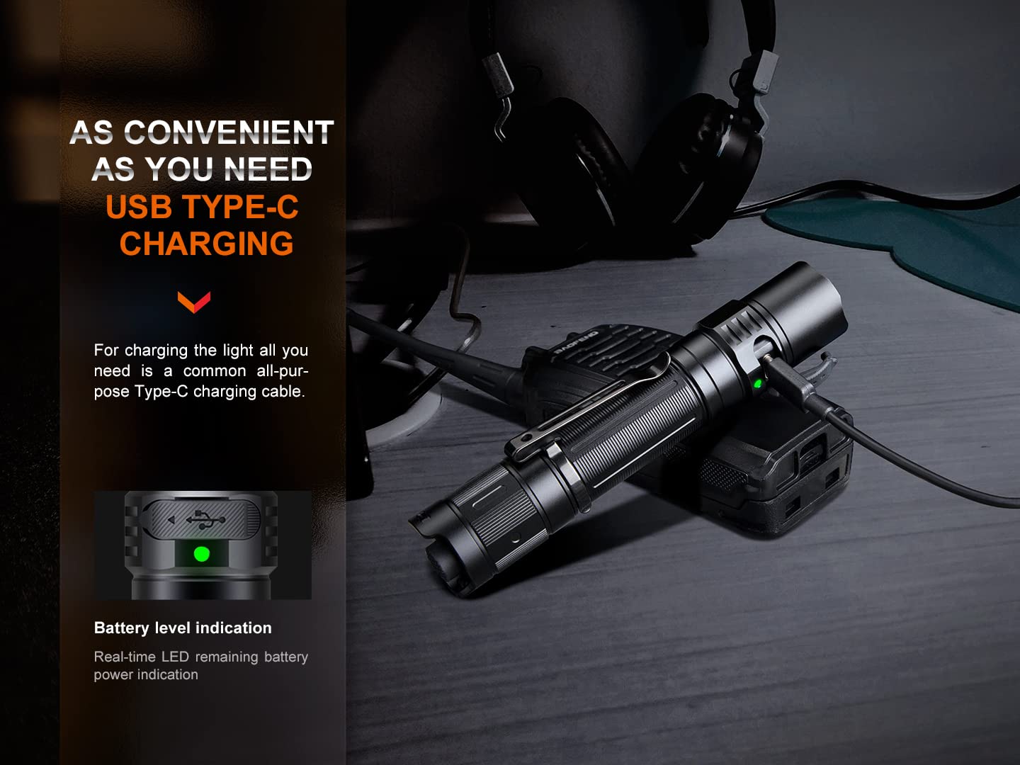 Fenix PD35R Compact Rechargeable Tactical Flashlight 1000 Lumens with USB-C Charging - Perfect for Camping, Hiking, Emergency & Outdoor Adventures (Canadian Edition)