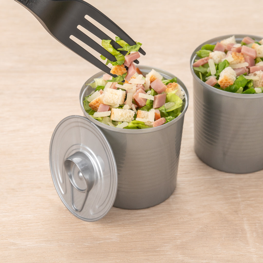 4 oz Round Silver Plastic Tin Can with Lid (2.5