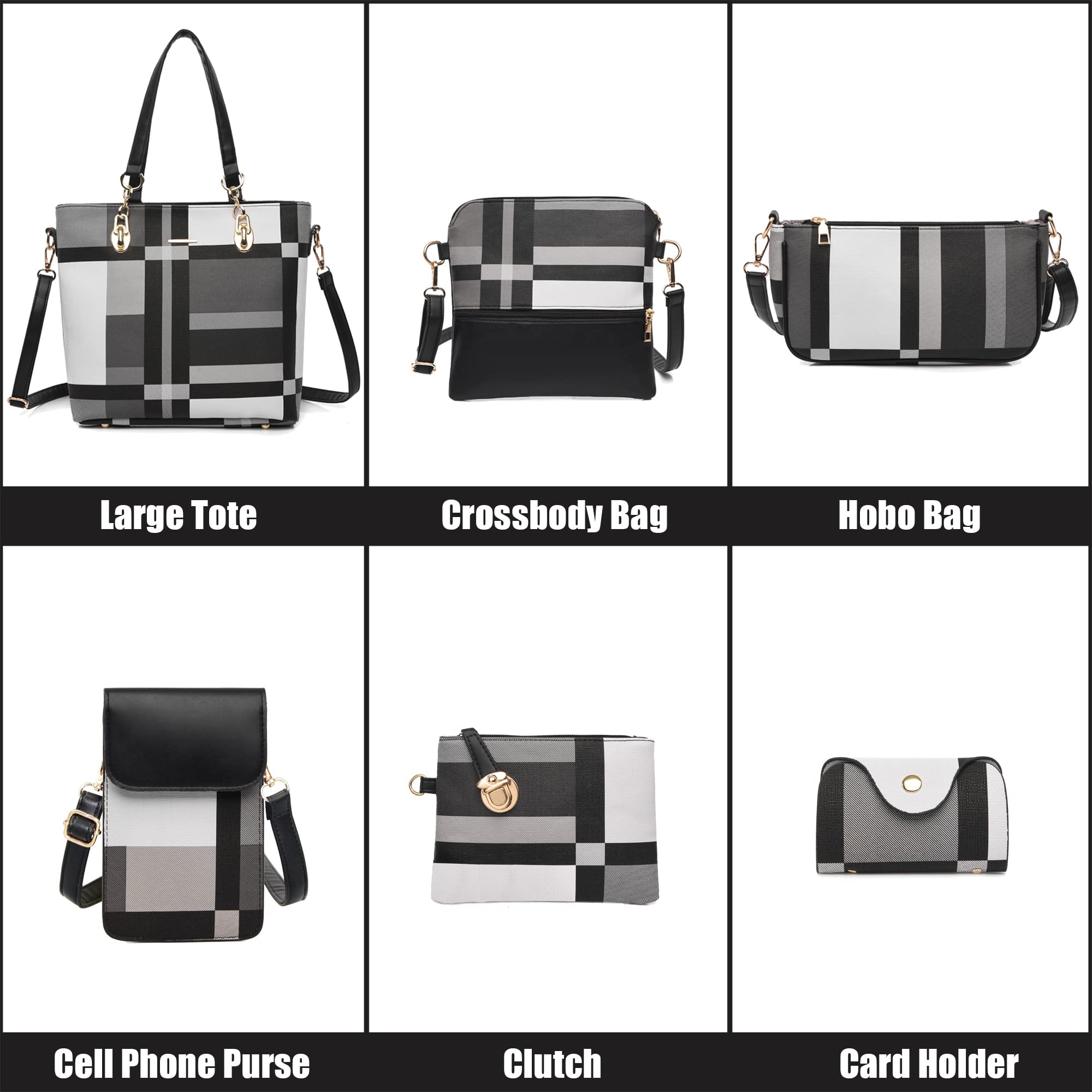 Stylish Women's Synthetic Leather Purse Set - 6-Piece Tote, Crossbody & Satchel Handbags for Work, Travel & Everyday Use | Fashionable & Durable Accessories