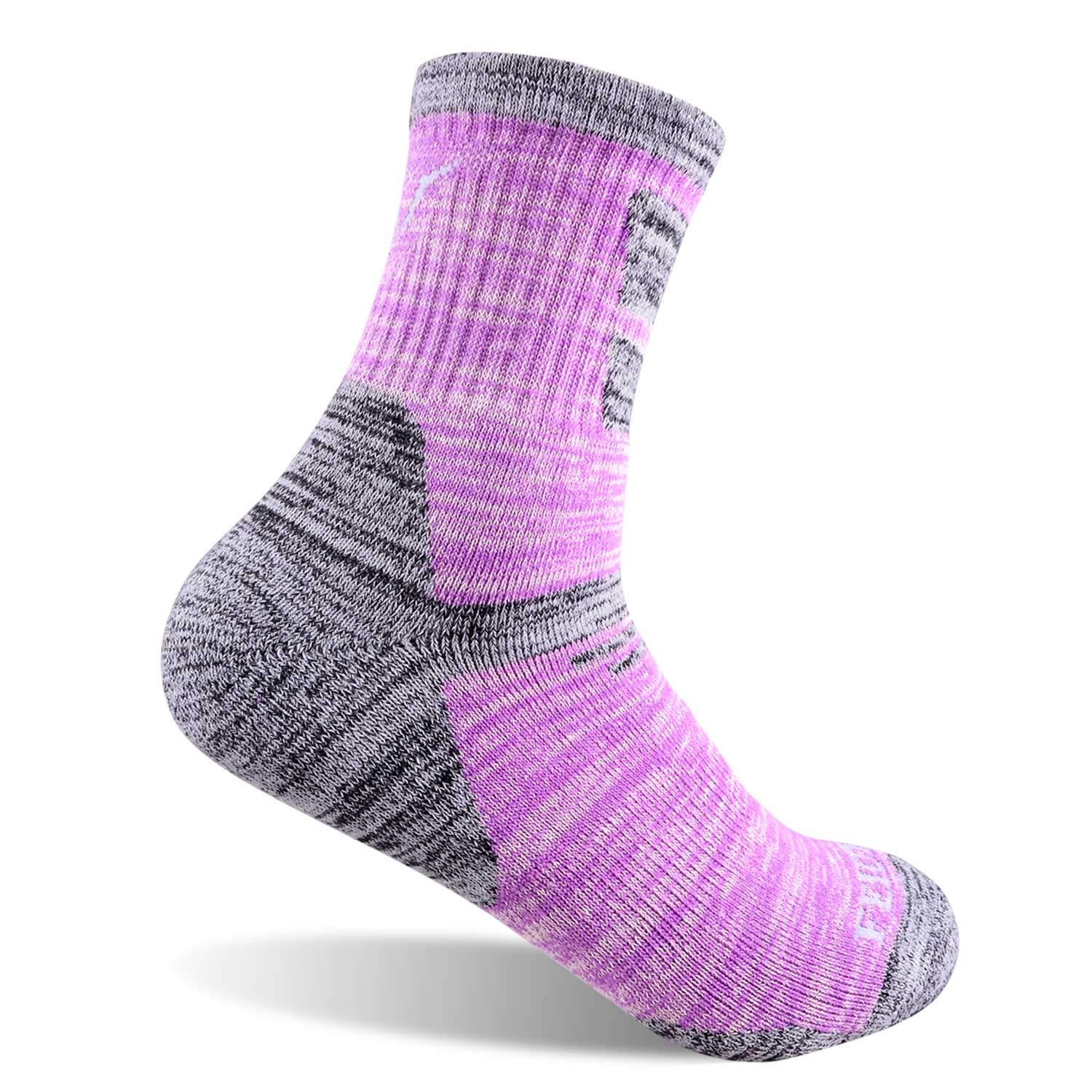 FEIDEER Women's Hiking Socks 6-Pack - Moisture Wicking Breathable Crew Socks for Walking, Outdoor Activities & Travel - Perfect for Hiking, Camping & Daily Wear