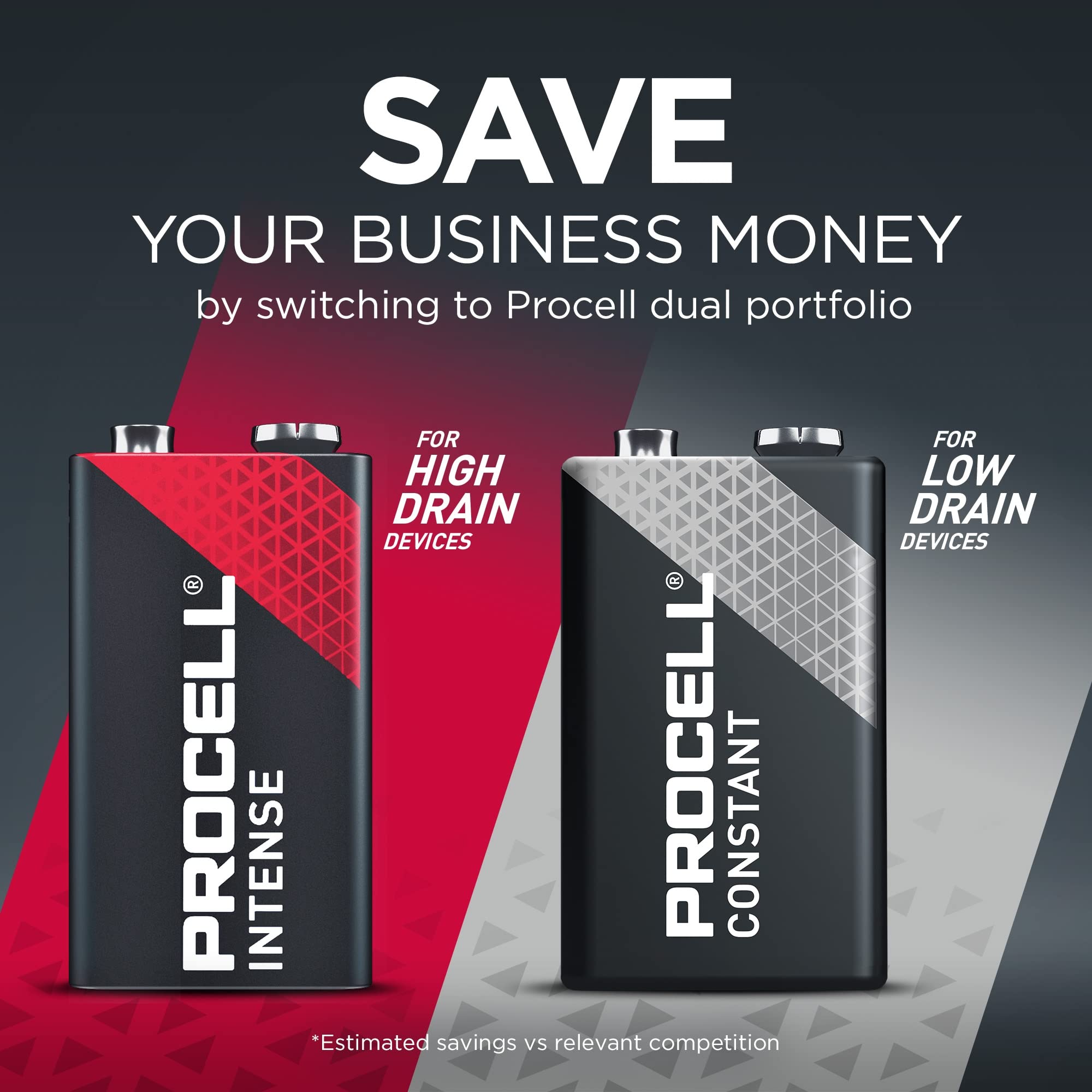 PROCELL Alkaline Intense 9V Batteries (72-Pack) - Long-Lasting High-Drain 9-Volt Alkaline Batteries for Professional & Industrial Devices | Ideal for Smoke Detectors, Medical Equipment, and Musical Instruments