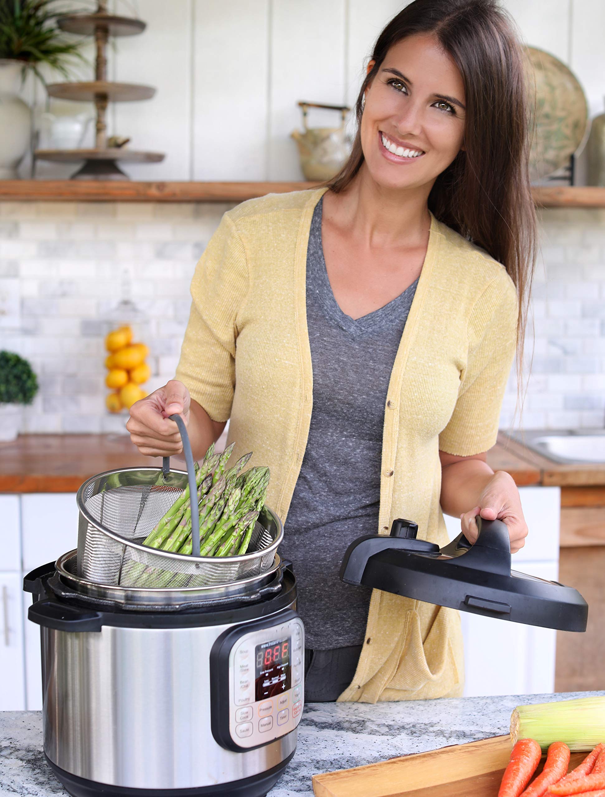 Original Hatrigo Steamer Basket for 6qt Pressure Cooker - Compatible with Instant Pot, Ninja Foodi & More (3qt/8qt Available) - Durable Silicone Handle - Perfect for Vegetables, Dumplings & Meal Prep
