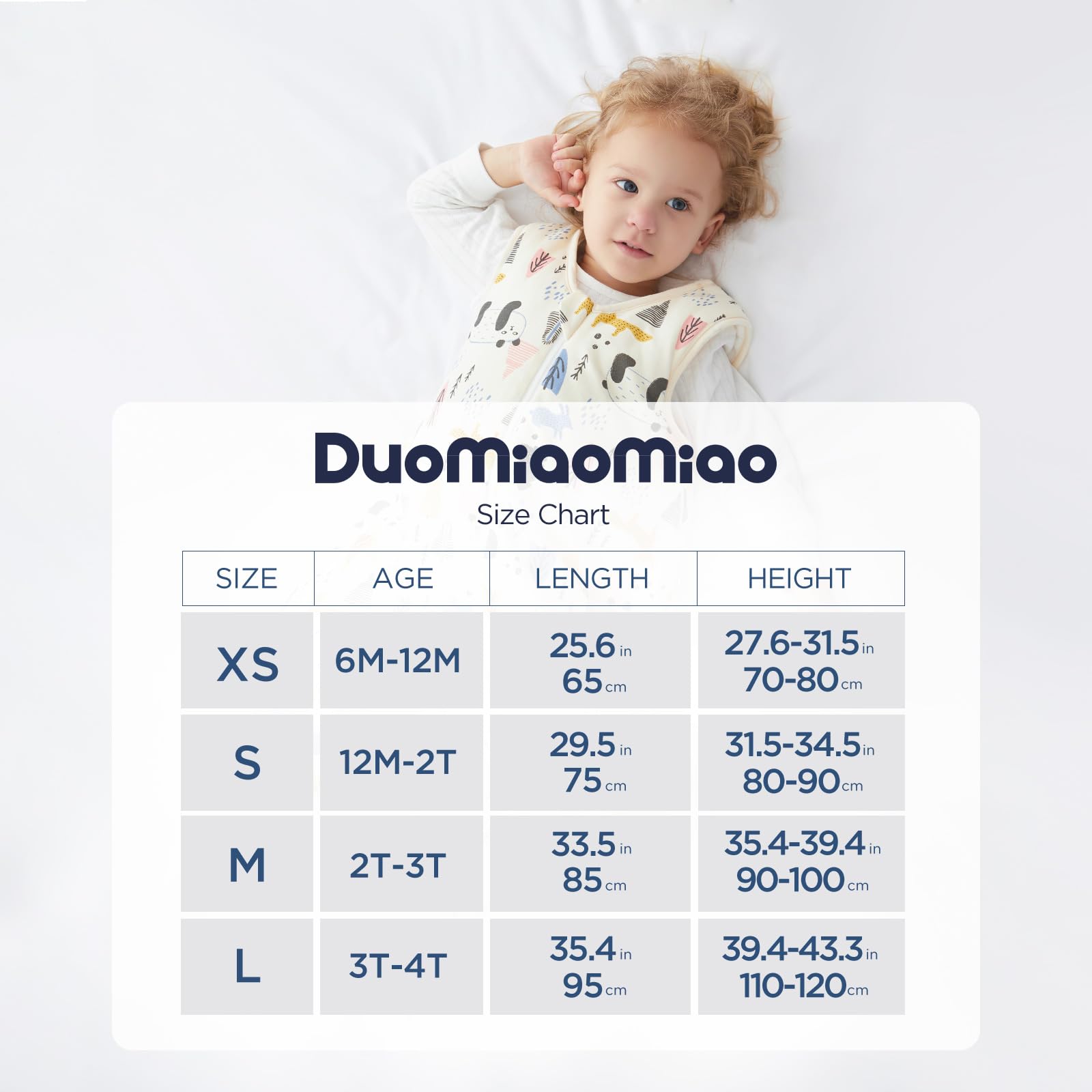 Duomiaomiao 1.5 TOG Baby Sleep Sack for 6-12 Months - 100% Cotton Four Season Wearable Blanket with Feet - Breathable & Comfortable Toddler Sleeping Bag for Nursery, Daycare & Travel