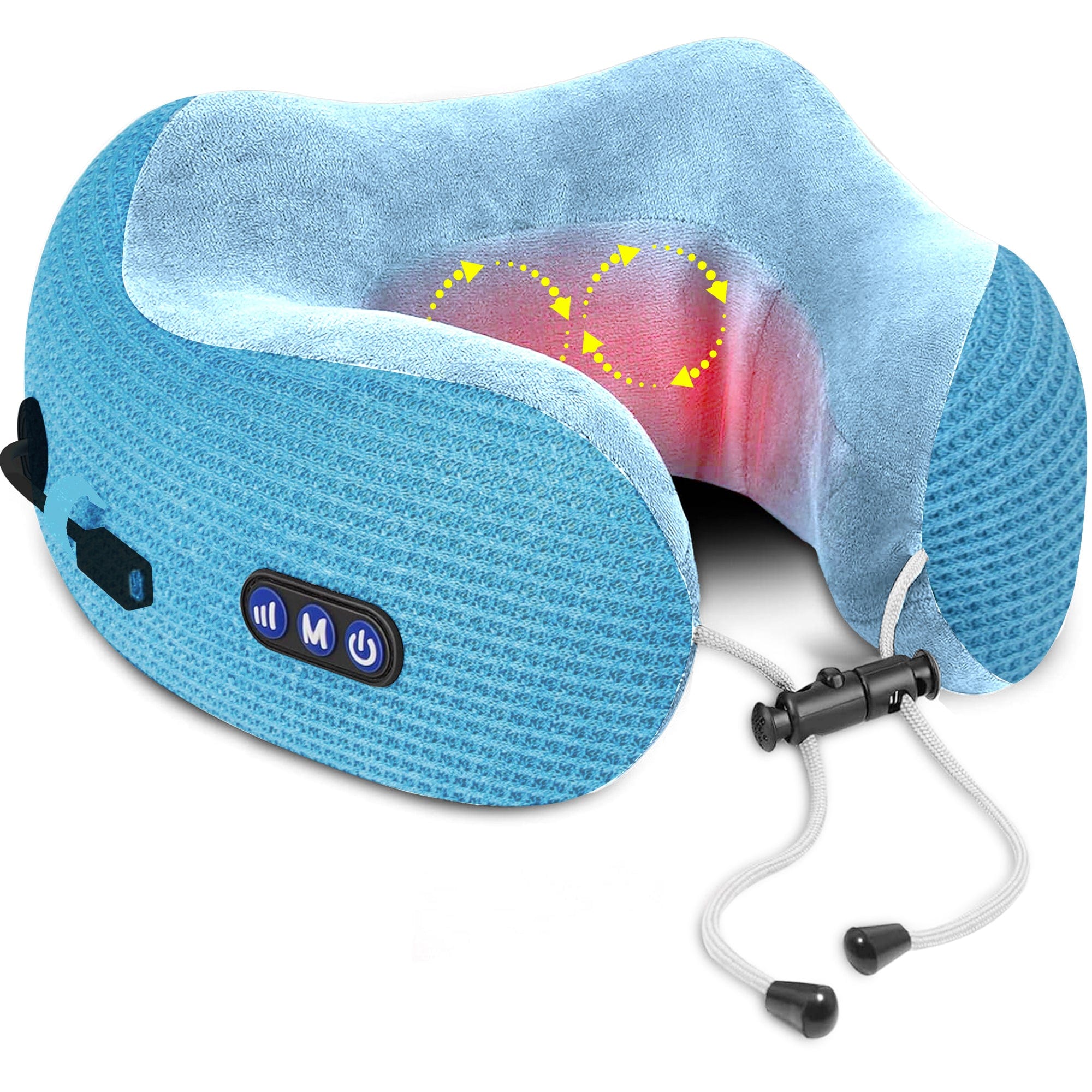 Dr Trust USA Cloudwalker Rechargeable Memory Foam Neck Pillow with Massage & Heat - Travel Pillow for Airplane, Train & Car - Pain Relief & Comfort Support for Sleeping While Traveling - Perfect for Long Flights, Road Trips & Commuting