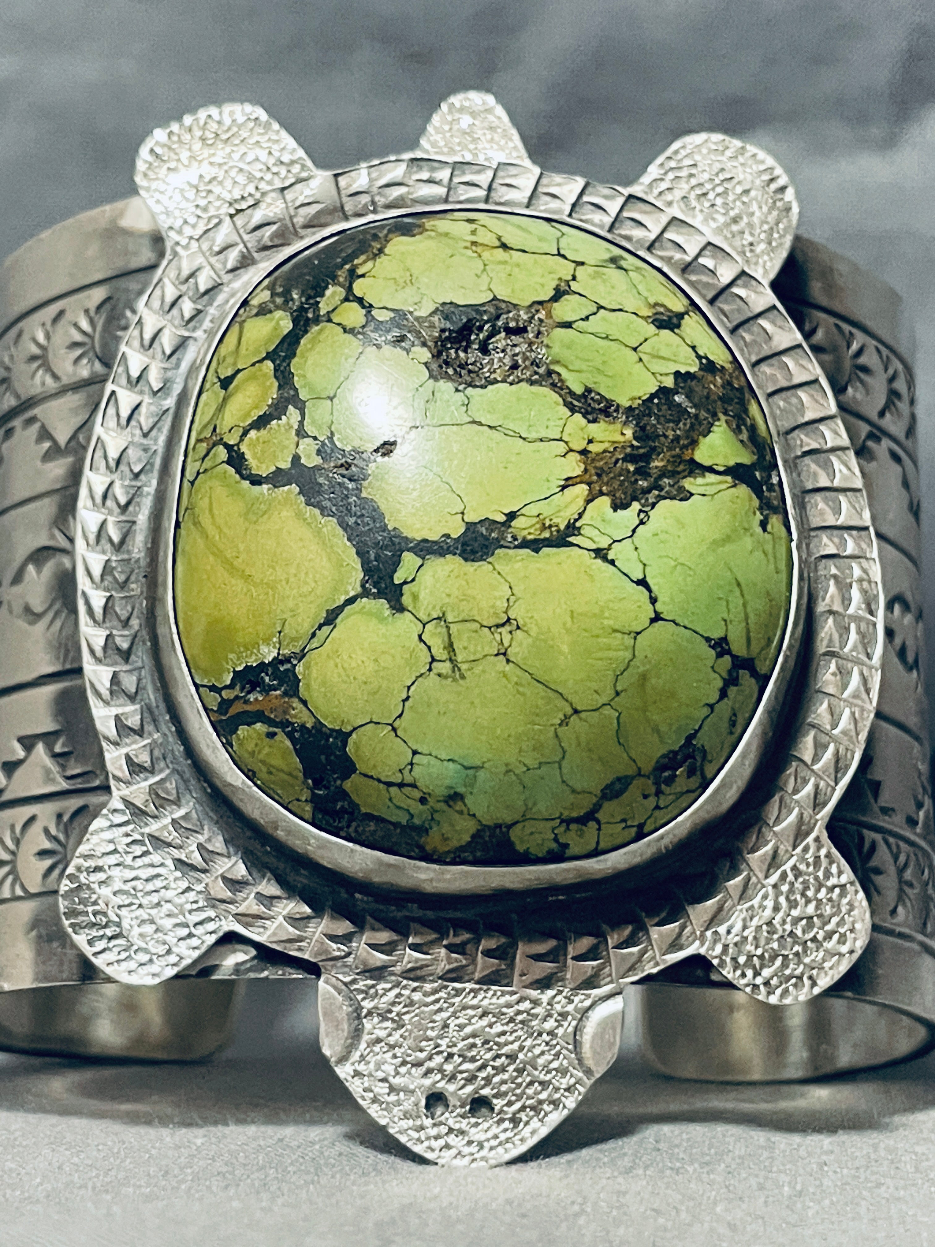Authentic Navajo Sterling Silver Bracelet with 160g Green Turquoise Sea Turtle - Handmade Native American Jewelry for Women, Perfect for Gifts, Boho Fashion & Spiritual Healing