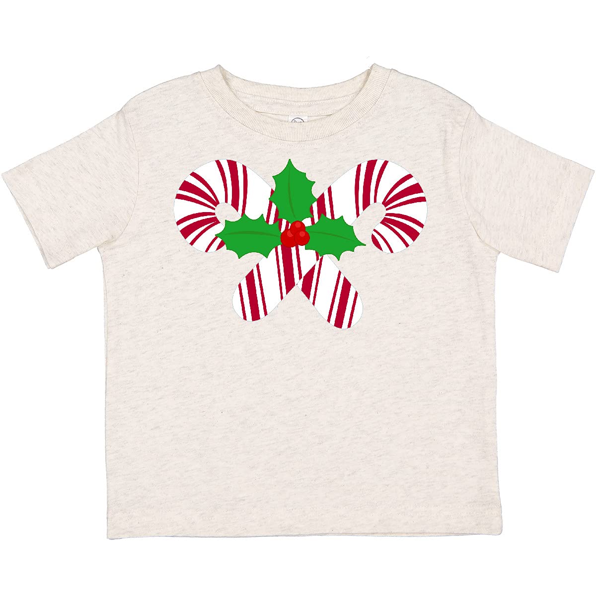 Inktastic Candy Canes and Holly Christmas Toddler T-Shirt - Festive Holiday Outfit for Kids, Baby & Toddler - Perfect for Christmas Parties, Family Photos & Holiday Gatherings