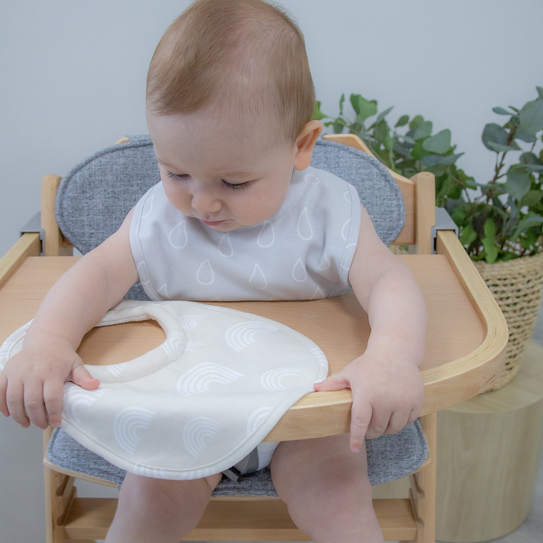 Nordic Style 2-Pack Baby Dribble Bibs - Soft Cotton Drool Bibs for Infants (Grey/Sand) - Perfect for Feeding, Teething & Everyday Use