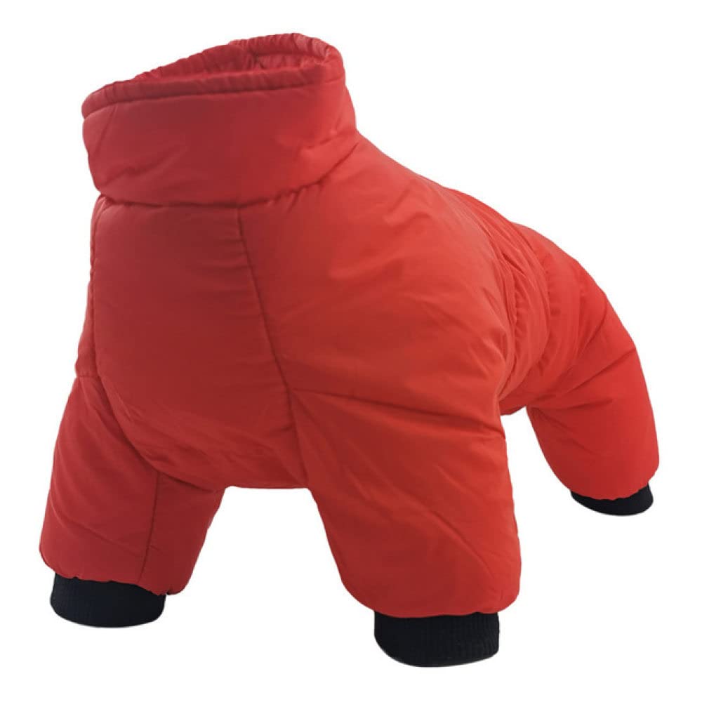 HUANSUN Thick Warm Winter Dog Hoodie Coat for Small & Medium Dogs - Fleece-Lined Dog Jumpsuit with Hood, Red - Perfect for Cold Weather Walks & Outdoor Adventures