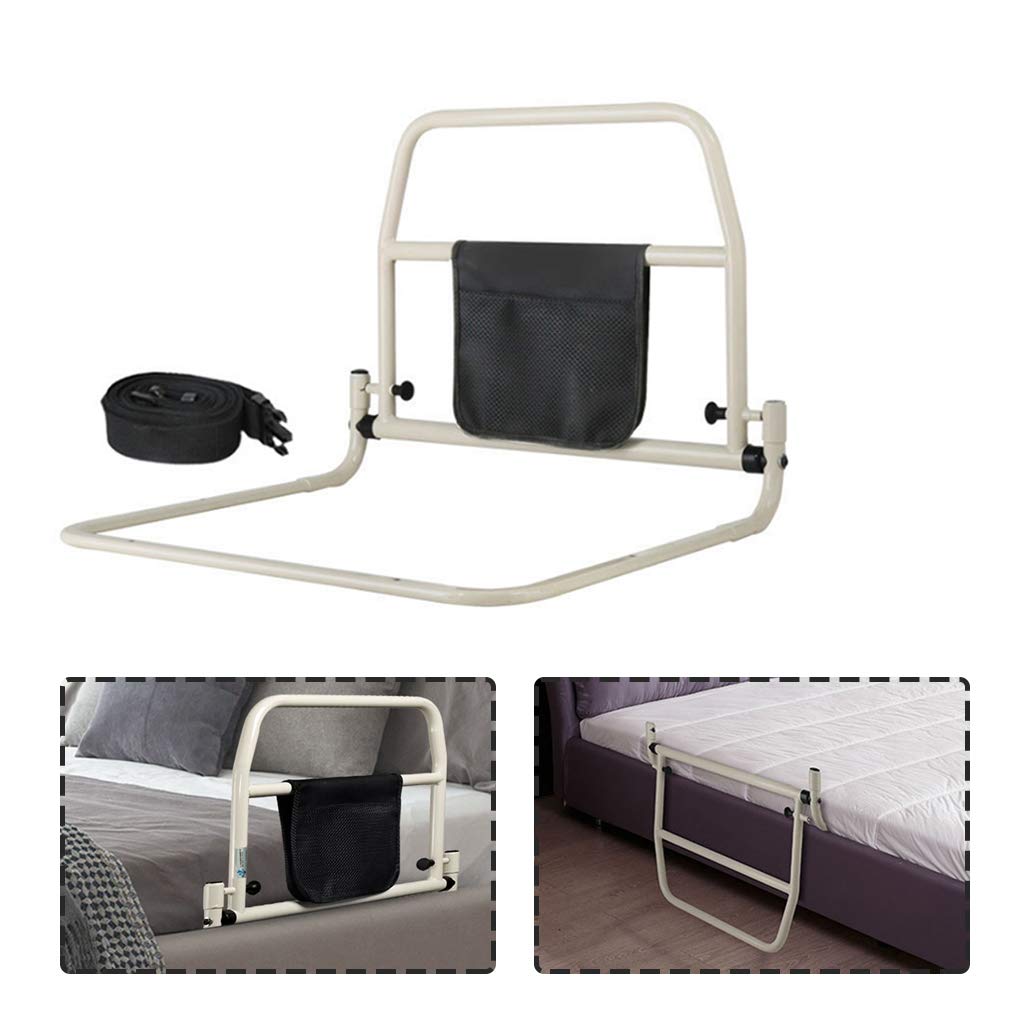 Bed Side Handrail for Elderly - Hospital Grade Safety Bed Rails for Adults & Seniors - Medical Bed Support Bar - Handicap Bed Grab Rail (White) | Fall Prevention & Mobility Aid for Home Care & Hospital Use