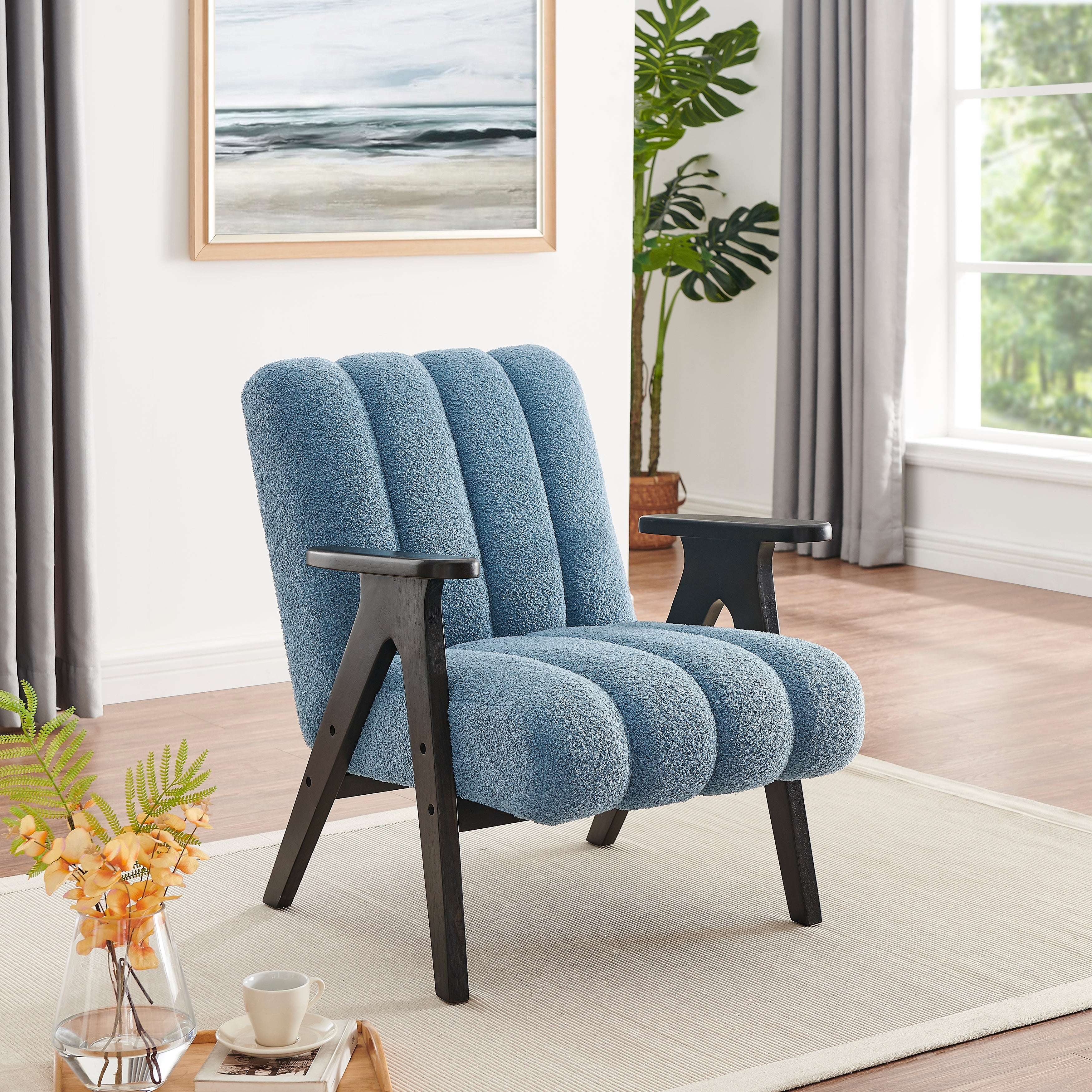 Roundhill Furniture Rella Modern Accent Chair with Espresso Wood Frame - Stylish Living Room Seating for Home Office, Lounge & Bedroom Decor