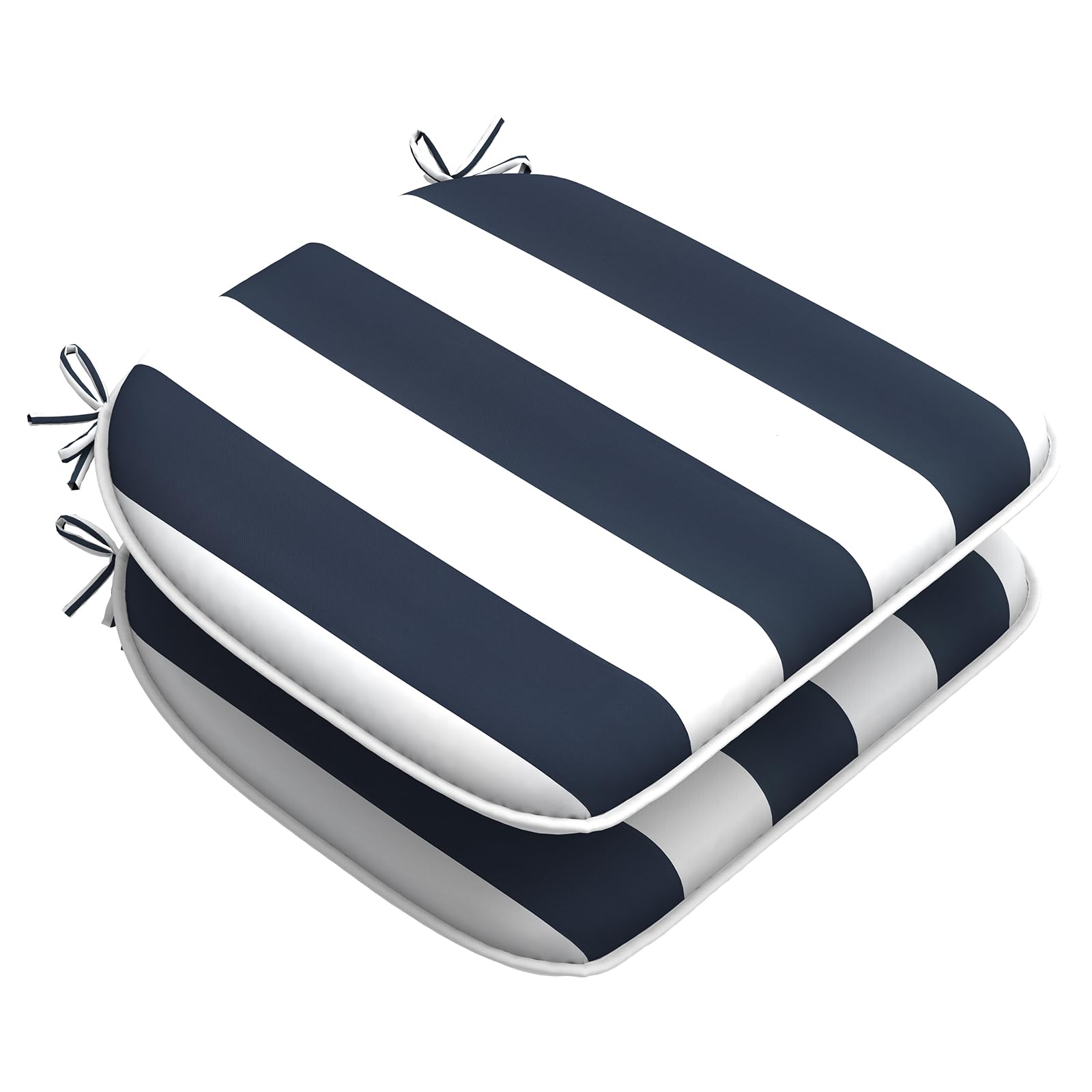 **LVTXIII Outdoor Chair Cushions Set of 2 - 16x17 Inch Patio Seat Cushions with Ties for Garden, Deck & Poolside Furniture - Water-Resistant & Comfortable - Cabana Navy Blue**    *(Perfect for outdoor lounging, backyard relaxation, or enhancing your patio furniture comfort!)*