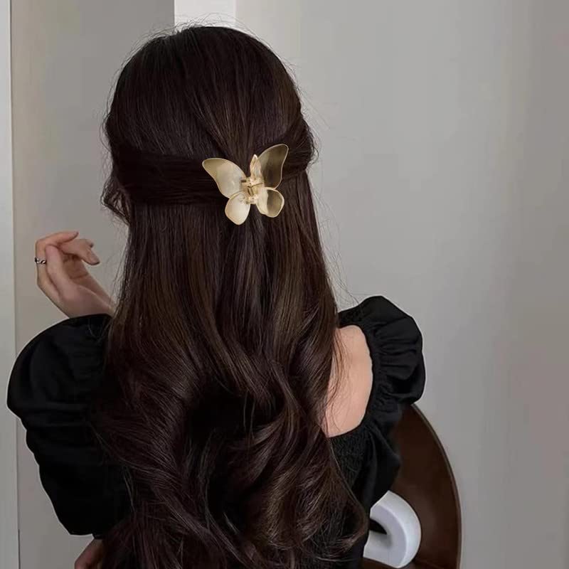 Butterfly Hair Clips for Women & Girls - 4 Pack Cute Butterfly Claw Clips for Thick & Medium Hair - Hair Accessories for Ponytails, Buns & Updos - Model 0194