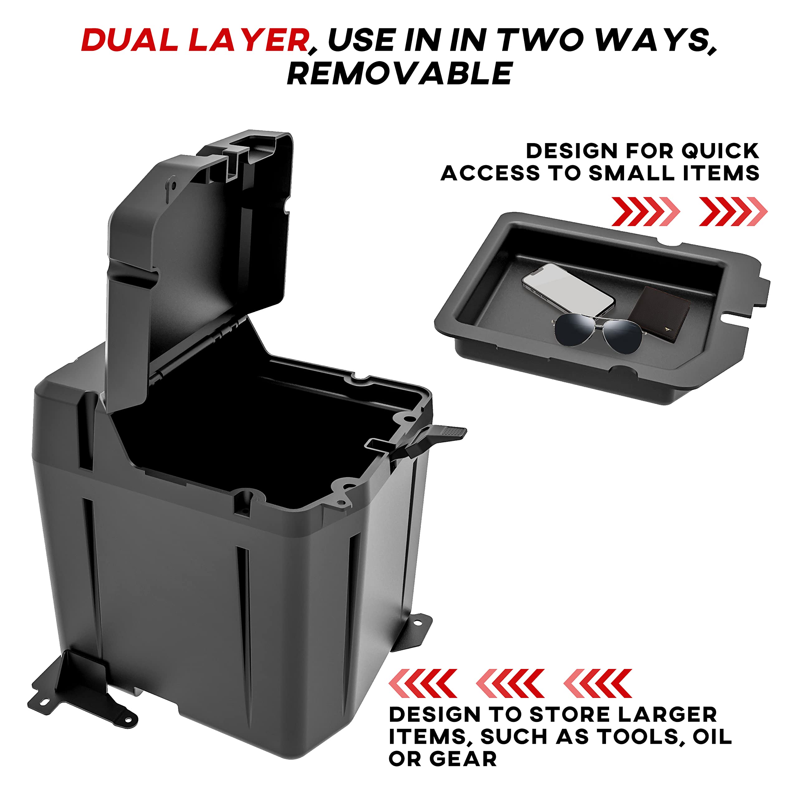 SAUTVS Waterproof Under Seat Storage Box for Polaris Ranger 1000 XP & Crew (2018-2025) | Heavy-Duty Polyethylene Underseat Bin Replacement #2882910 | Perfect for Hunting Gear, Tools & Off-Road Accessories