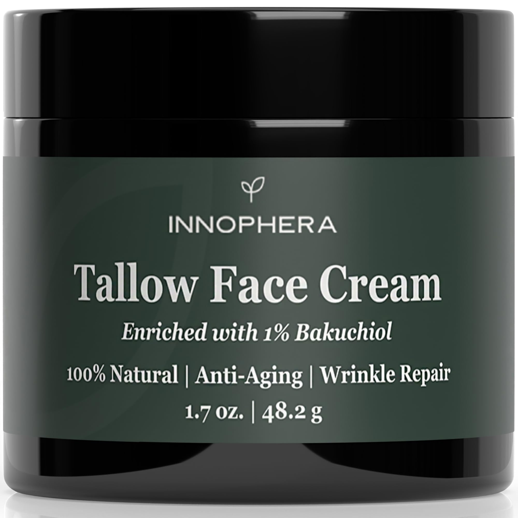 100% Natural Whipped Beef Tallow Face Cream with 1% Bakuchiol - Anti-Aging Wrinkle Repair & Moisturizer for Sensitive Skin - Unscented 1.7 oz - Perfect for Nighttime Skincare Routine & Dry Skin Relief