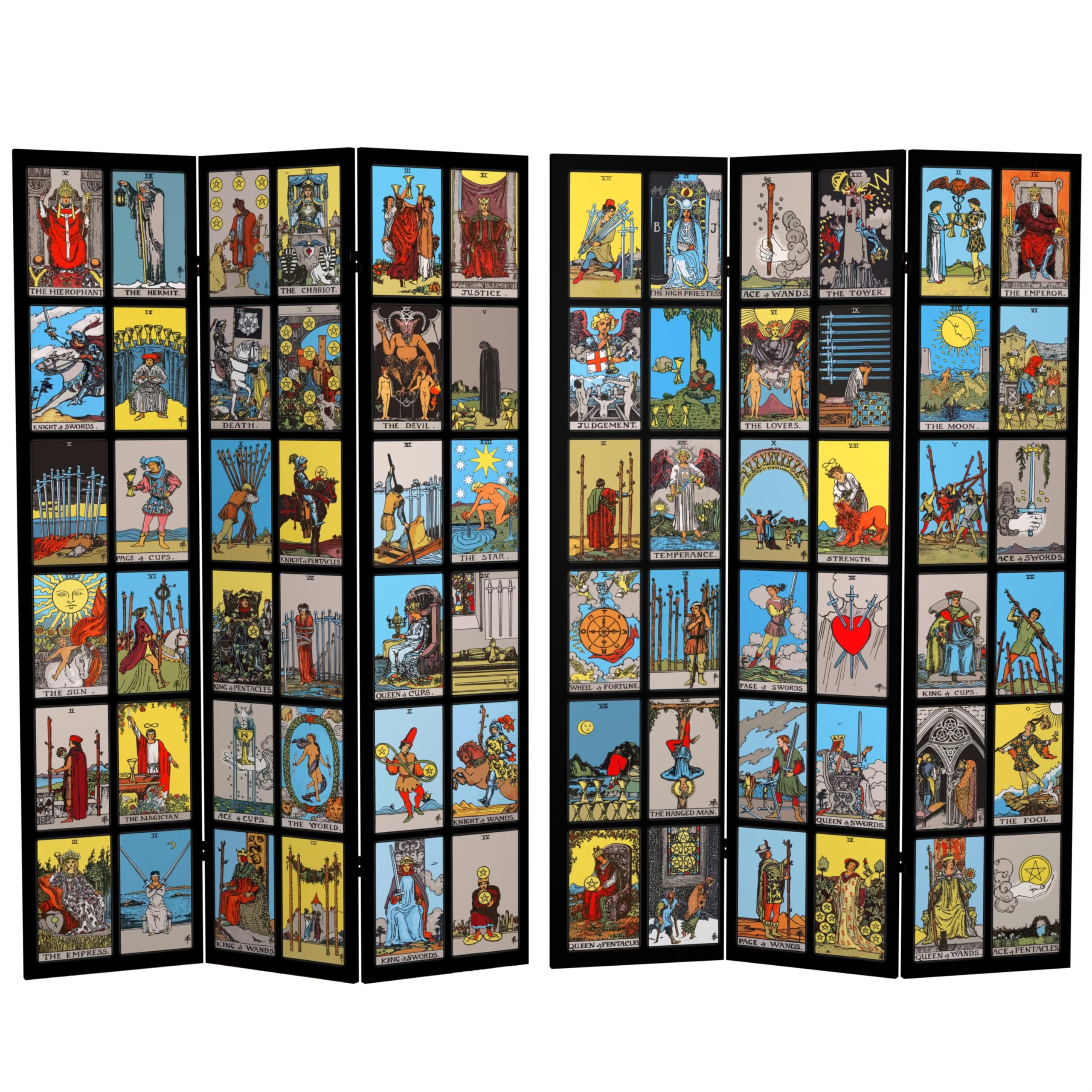 6 ft. Tall Double Sided Rider-Waite Tarot Canvas Room Divider - Hand-Painted Tarot Card Room Partition for Home Decor, Meditation Space & Privacy Screen - Perfect for Bedrooms, Yoga Studios & Spiritual Retreats