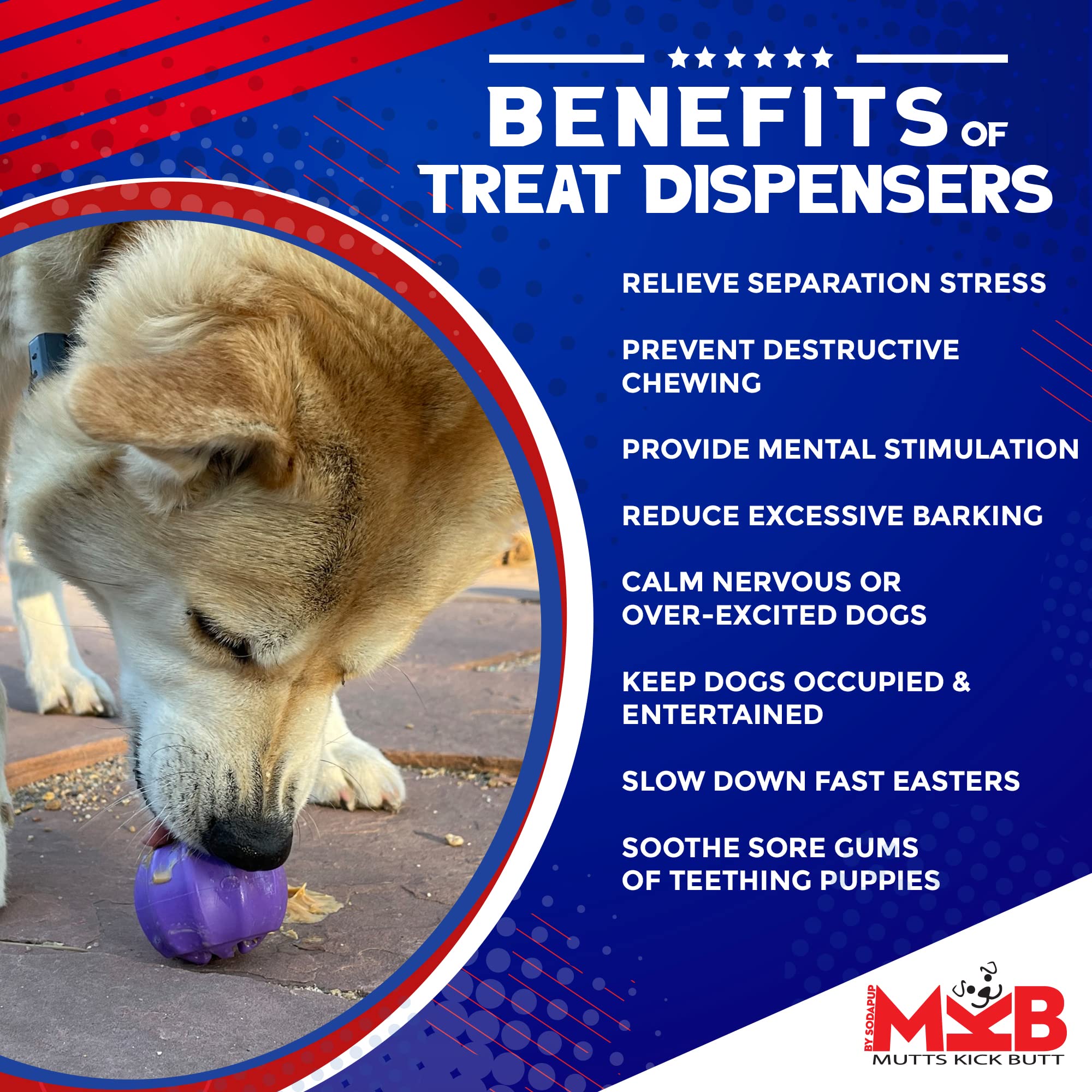 SodaPup MuttsKickButt Cross Bones Dog Treat Dispenser & Chew Toy - Durable Non-Toxic Rubber for Mental Stimulation & Chewing - Made in USA - Perfect for Training, Playtime & Anxiety Relief