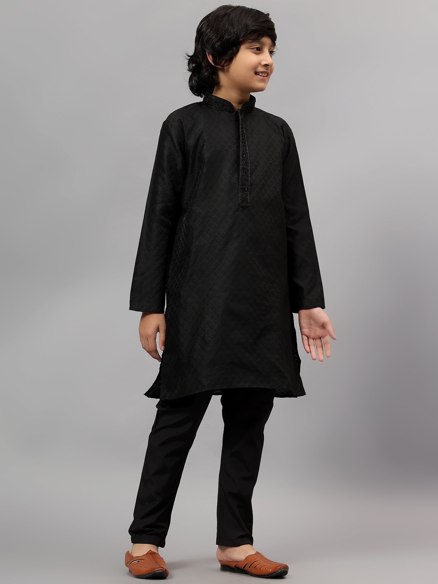 Premium Cotton Black Kurta Trouser Set for Men - Comfortable Traditional Indian Ethnic Wear - Perfect for Festivals, Weddings & Cultural Events