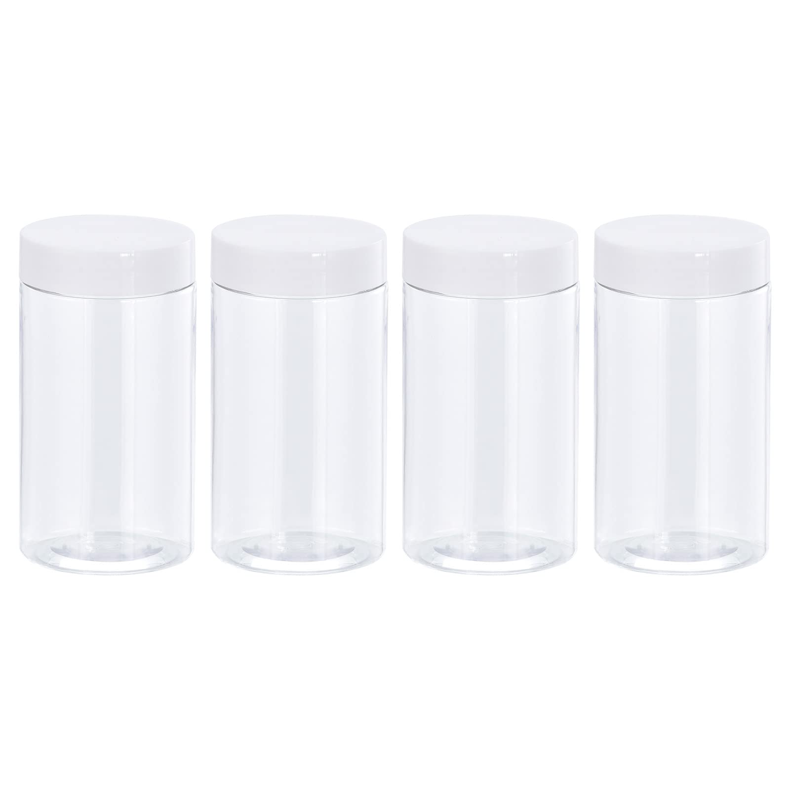 uxcell 5oz/150ml Clear Round Plastic Jars with White Screw Top Lids - 4 Pack Wide Mouth Empty Containers for Food Storage, Crafts, Organizing | Perfect for Spices, Candies, DIY Projects & Home Organization