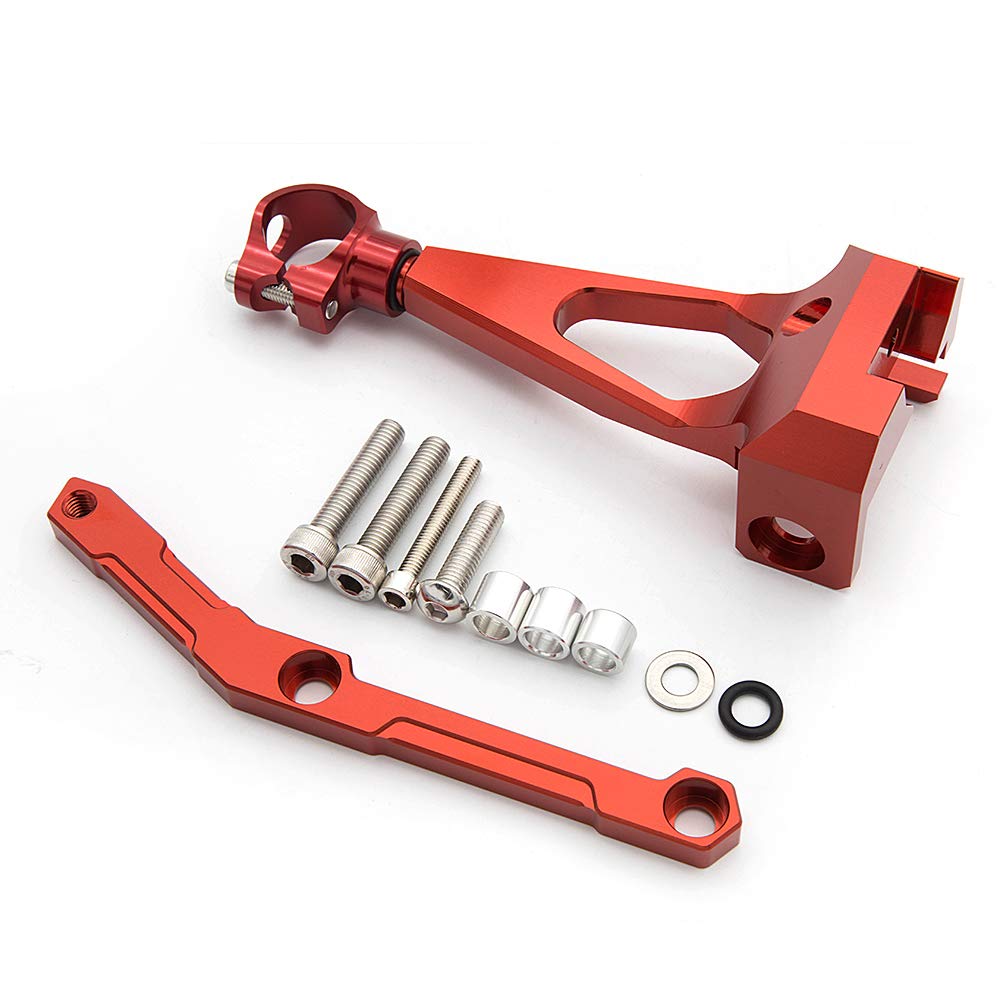 Adjustable Motorcycle Steering Damper Stabilizer - Safety Control Kit with Mounting Bracket for Yamaha MT-09 FZ09 (2013-2020) | Red | Improves Handling & Reduces Wobble at High Speeds