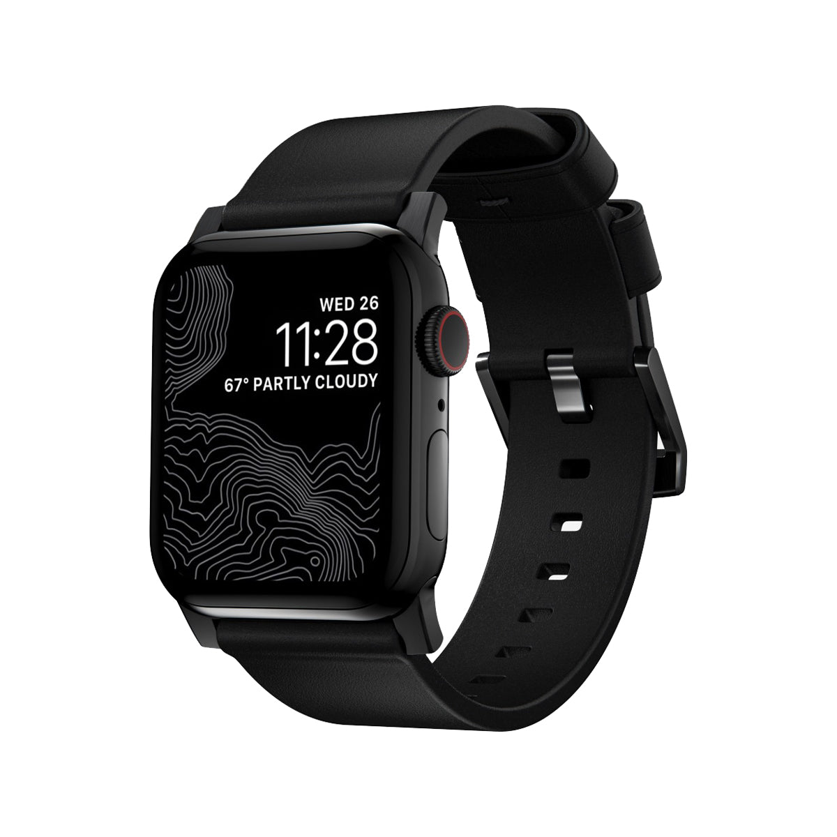 Nomad Modern Leather Band for Apple Watch 45mm 49mm - Black Genuine Leather Strap with Matte Black Hardware | Perfect for Business, Casual Wear & Everyday Use