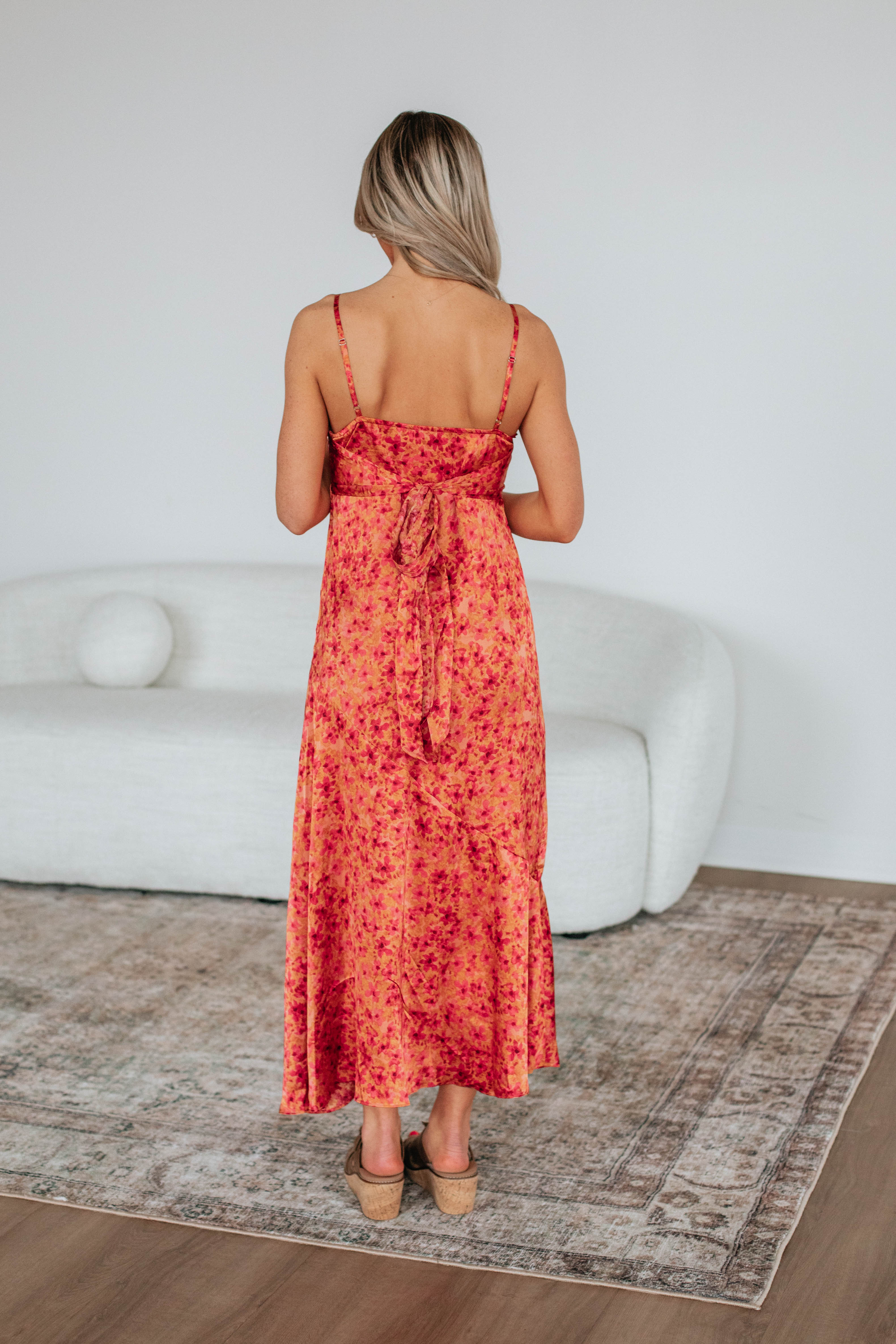 Emersyn Floral Print Summer Dress for Women - Elegant Flowy Maxi Dress with V-Neck & Ruffle Sleeves - Perfect for Beach Vacation, Wedding Guest, and Date Night Outfits