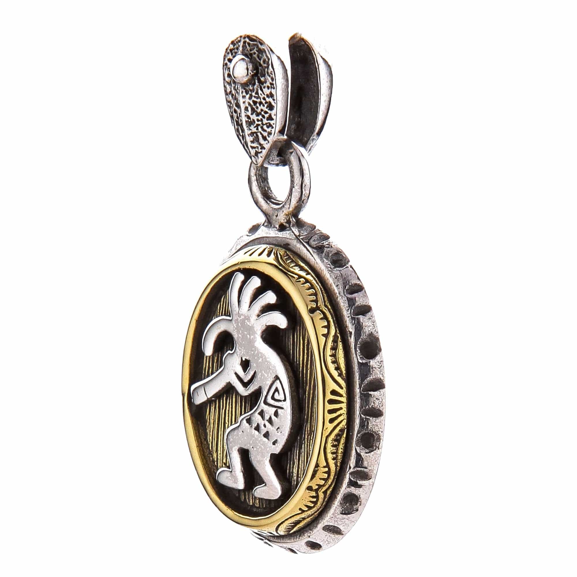 Authentic Sterling Silver Kokopelli Pendant with Brass Accents | Southwest Native American Jewelry | Perfect for Necklaces, Gifts & Spiritual Wear