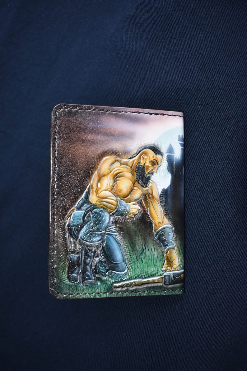 Premium 3D Genuine Leather Passport Holder - Hand-Carved & Hand-Painted Travel Wallet with Lion & Viking Designs - Custom Personalized Passport Cover for Men & Women - Perfect for International Travel, Business Trips & Luxury Gifts