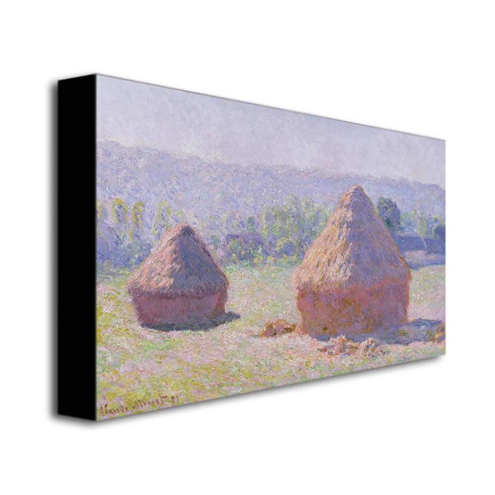 Claude Monet Grainstack on a Summer Morning 1891 Canvas Art Print - 30x47 Inch Wall Decor for Living Room, Bedroom & Office - Famous Impressionist Painting Reproduction