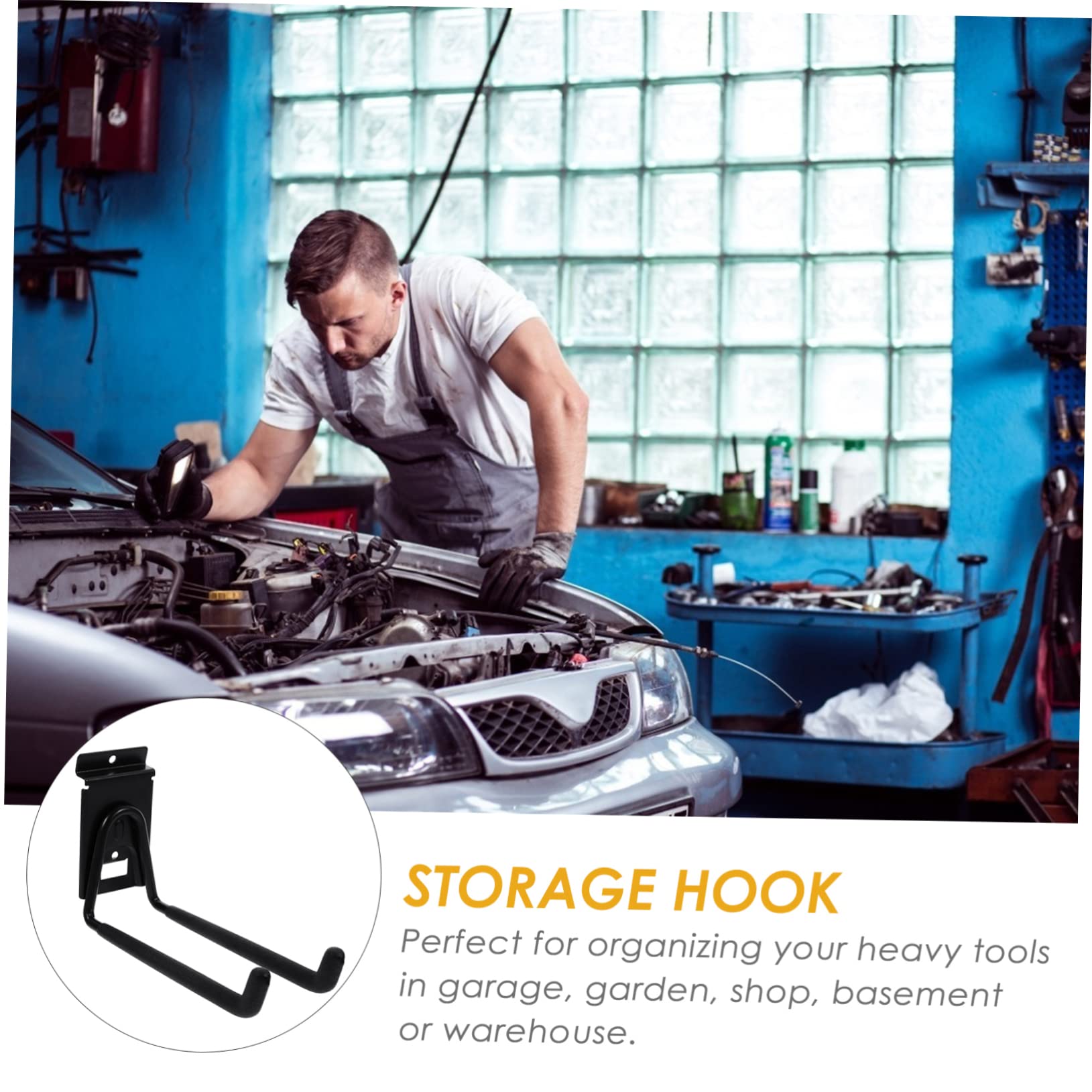 Veemoon 8 Inch Heavy Duty Wall-Mounted Metal Hook - Garden Tool Organizer & Bike Hanger for Bicycles, Shovels, Rakes - Perfect for Garage, Shed & Outdoor Storage