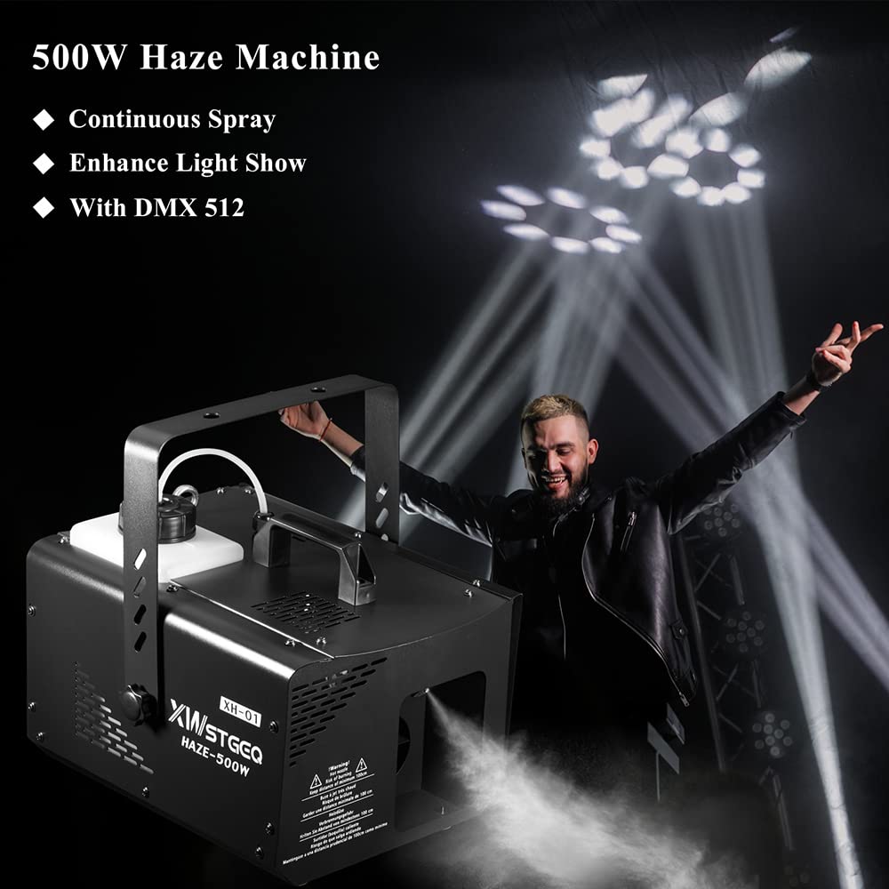 500W Haze Machine with Continuous Fog Output - Manual, Wireless Remote & DMX Control for Stage, DJ, Halloween, Club, Christmas & Wedding Light Shows | Perfect for Parties, Concerts & Events