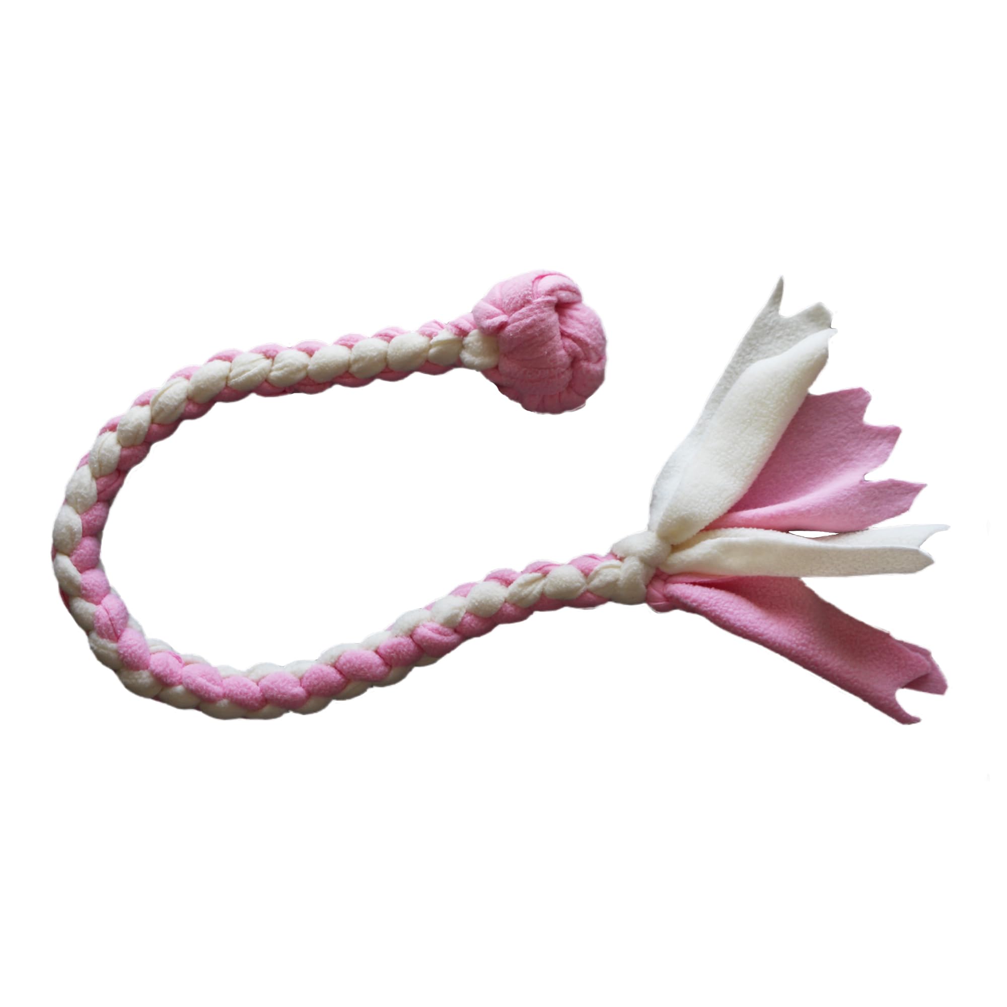 Baba&Nana Braided Fleece Dog Tug Toy with Ball - Durable Rope Chew Toy for Large, Medium & Puppy Dogs - Interactive Tug of War Game for Indoor & Outdoor Play (Pink, Assorted Colors)