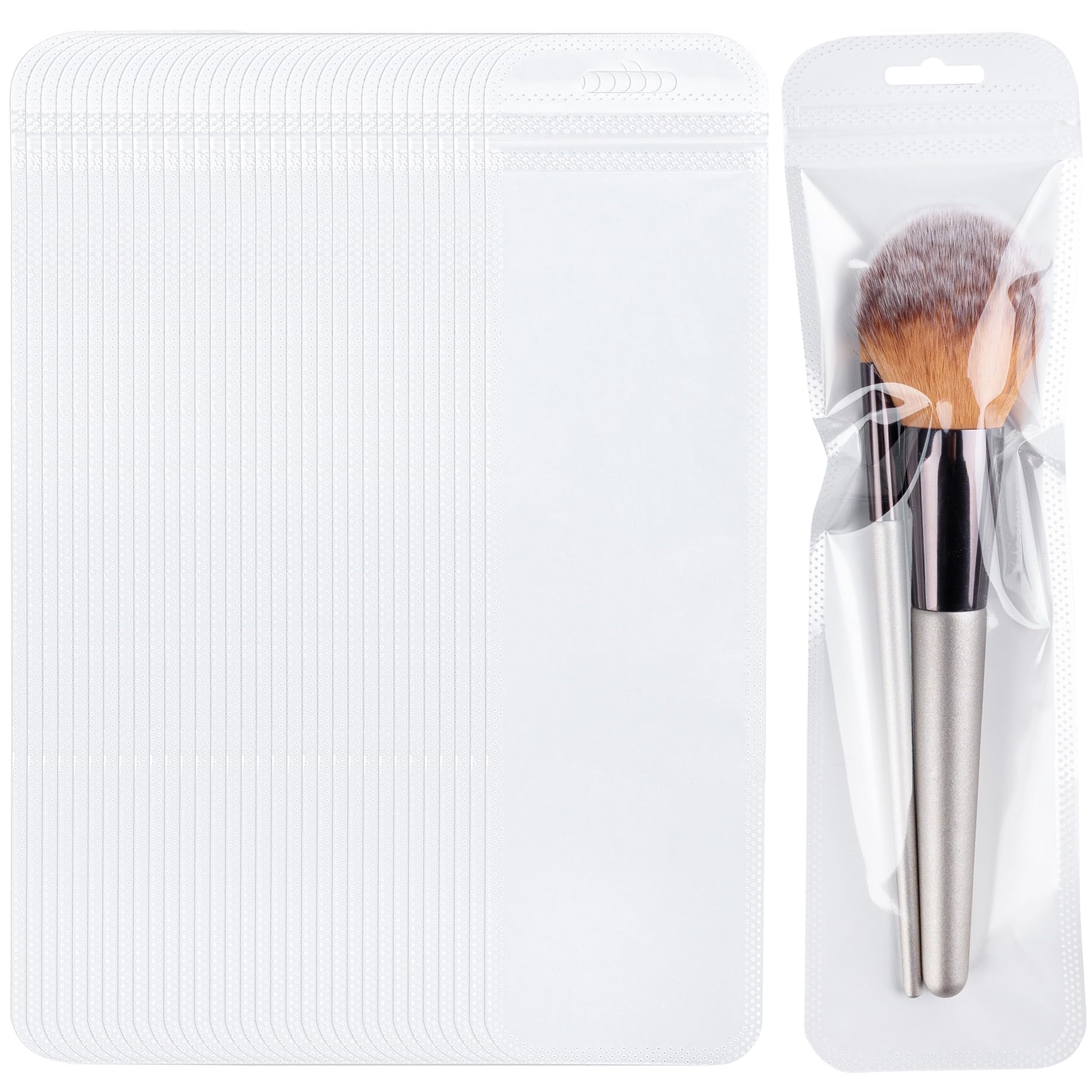 100 Pack White Resealable Foil Pouch Bags for Jewelry, Makeup Brushes & Eyelashes | Premium Packaging Solution for Small Items | Perfect for Organizing, Gifting & E-commerce Shipping