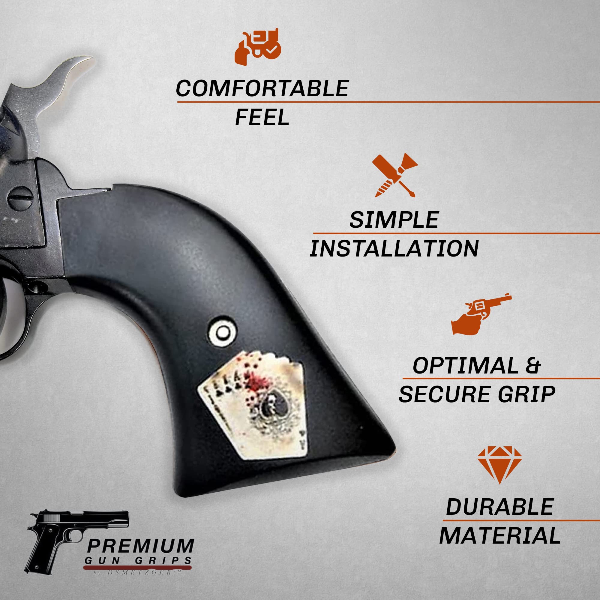 Premium Gun Grips Replacement for Heritage Rough Rider .22 Model - Wild Bill's Dead Man's Hand Style - Perfect for Shooting Range & Cowboy Action Shooting