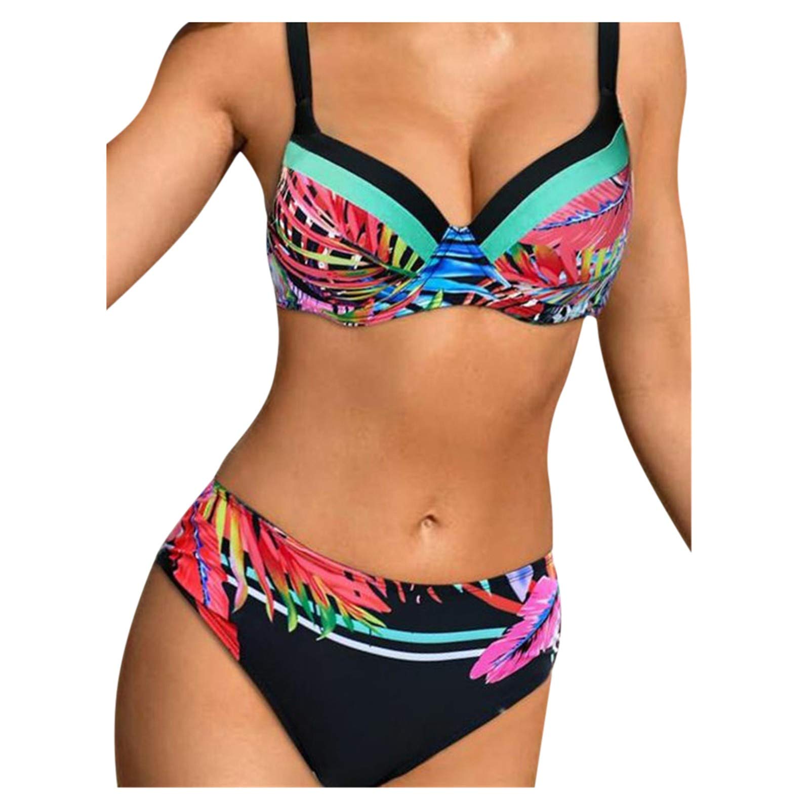 Women's Sexy Leaf Print High Waist Bikini Set - Boy Shorts & Swimsuit for Beach, Pool, and Summer Vacations