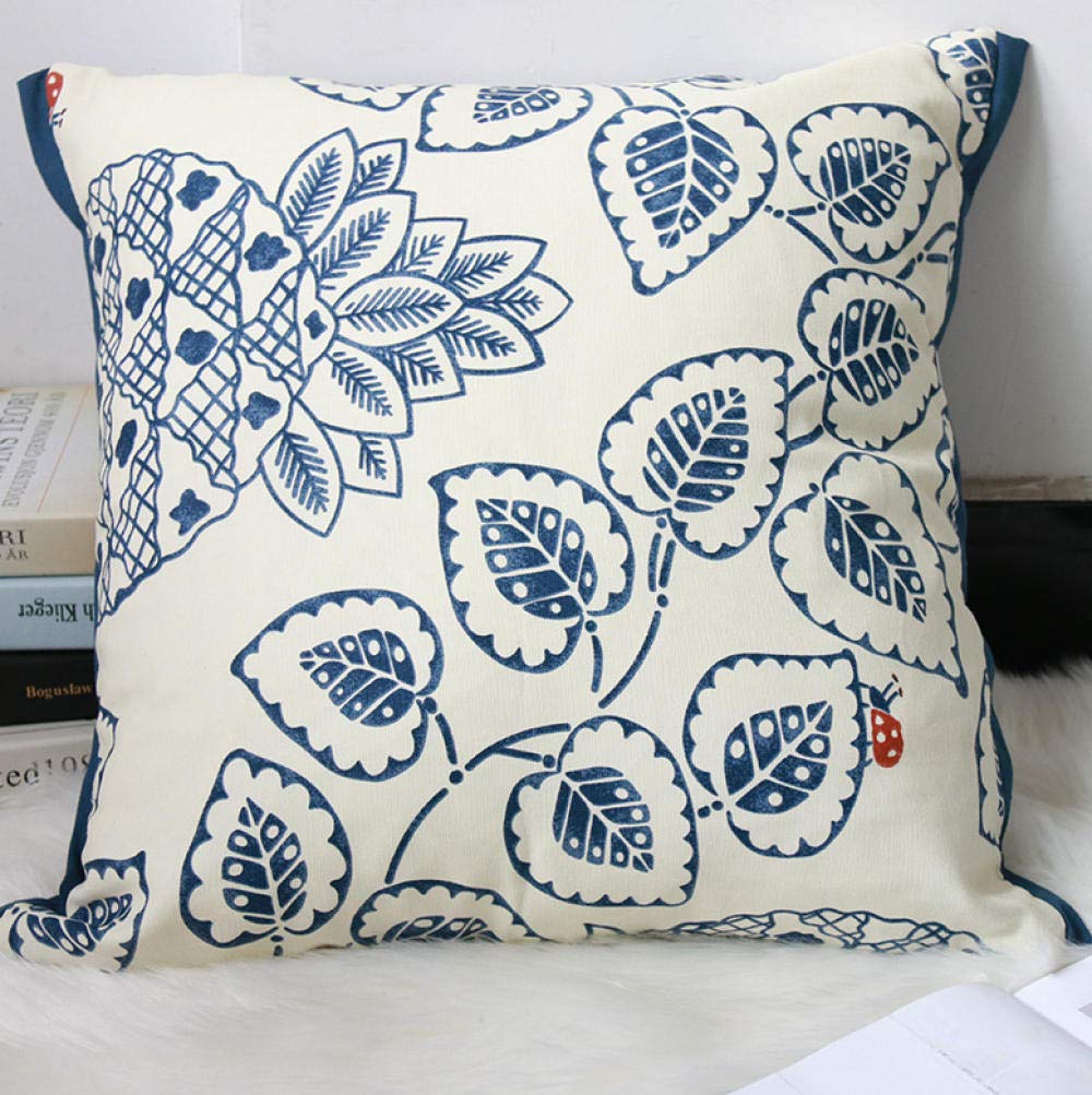 QWE Printed Plant Design Waist Cushion - 45x45cm Cotton Sofa & Office Pillow for Back Support, Napping & Home Decor | Perfect for Living Room, Bedroom & Workspace