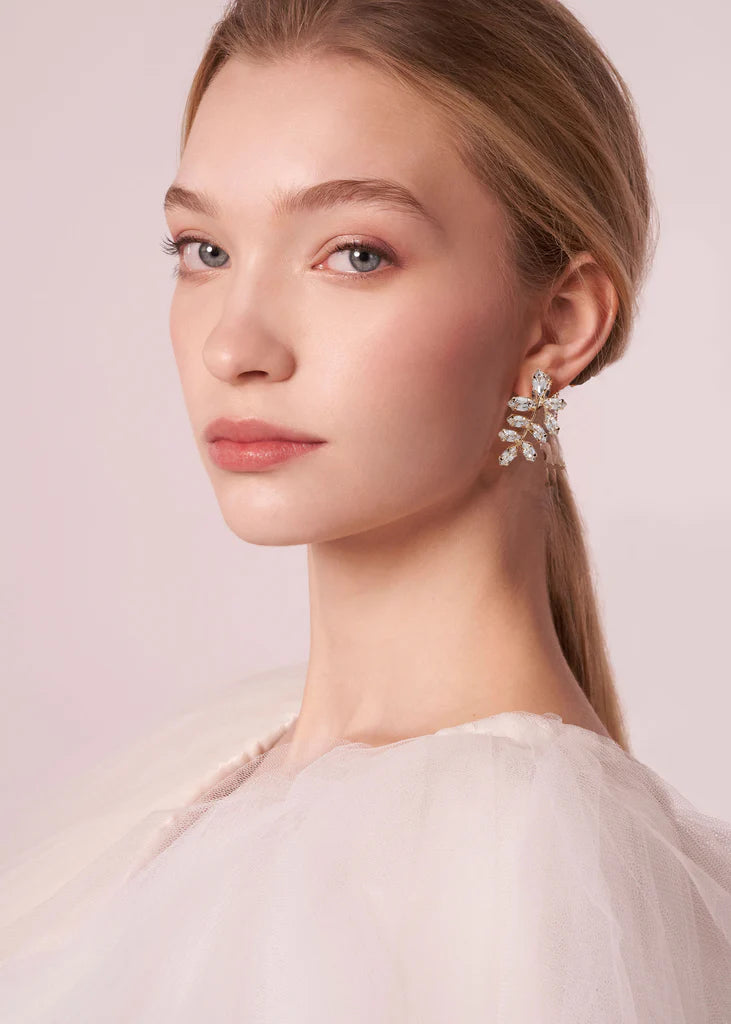 Elizabeth Bower Eden Mini Cluster Crystal Stud Earrings in Gold - Elegant Dainty Jewelry for Women, Perfect for Weddings, Parties & Everyday Wear
