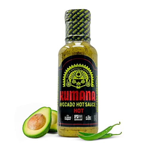 Kumana Avocado Hot Sauce - Keto, Paleo & Gluten Free Low Carb Hot Sauce with Ripe Avocados and Chili Peppers - No Added Sugar - 13.1 oz Bottle - Perfect for Salads, Tacos, Grilled Meats & Keto Diets