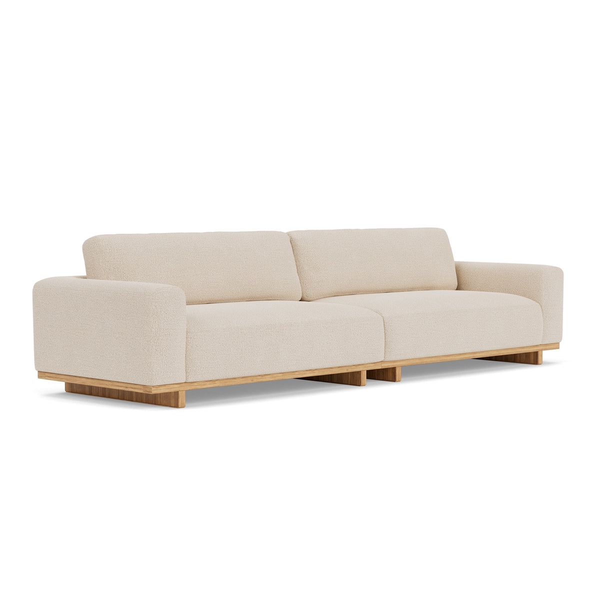 Aya Boucle 4-Seater Sofa - Modern Upholstered Sectional Couch for Living Room, Lounge & Office - Soft Fabric Comfortable Seating for Home Decor