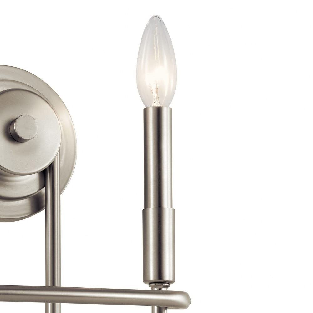 Vintage Style Brushed Nickel Wall Sconce - 2 Light Candle Holder with Exposed Bulb - 10.75