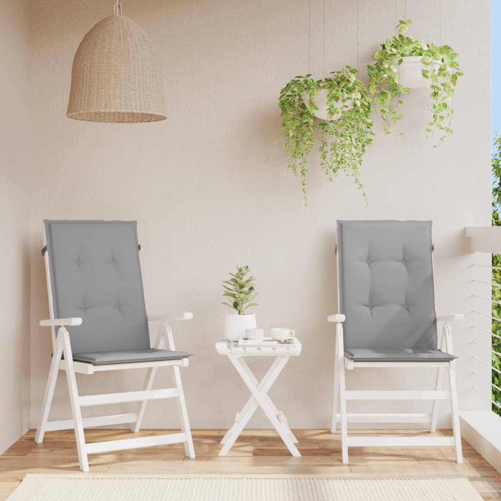vidaXL 2-Piece Outdoor Highback Chair Cushions - Waterproof Polyester Cushions with Foam Fiber Filling - 47.2