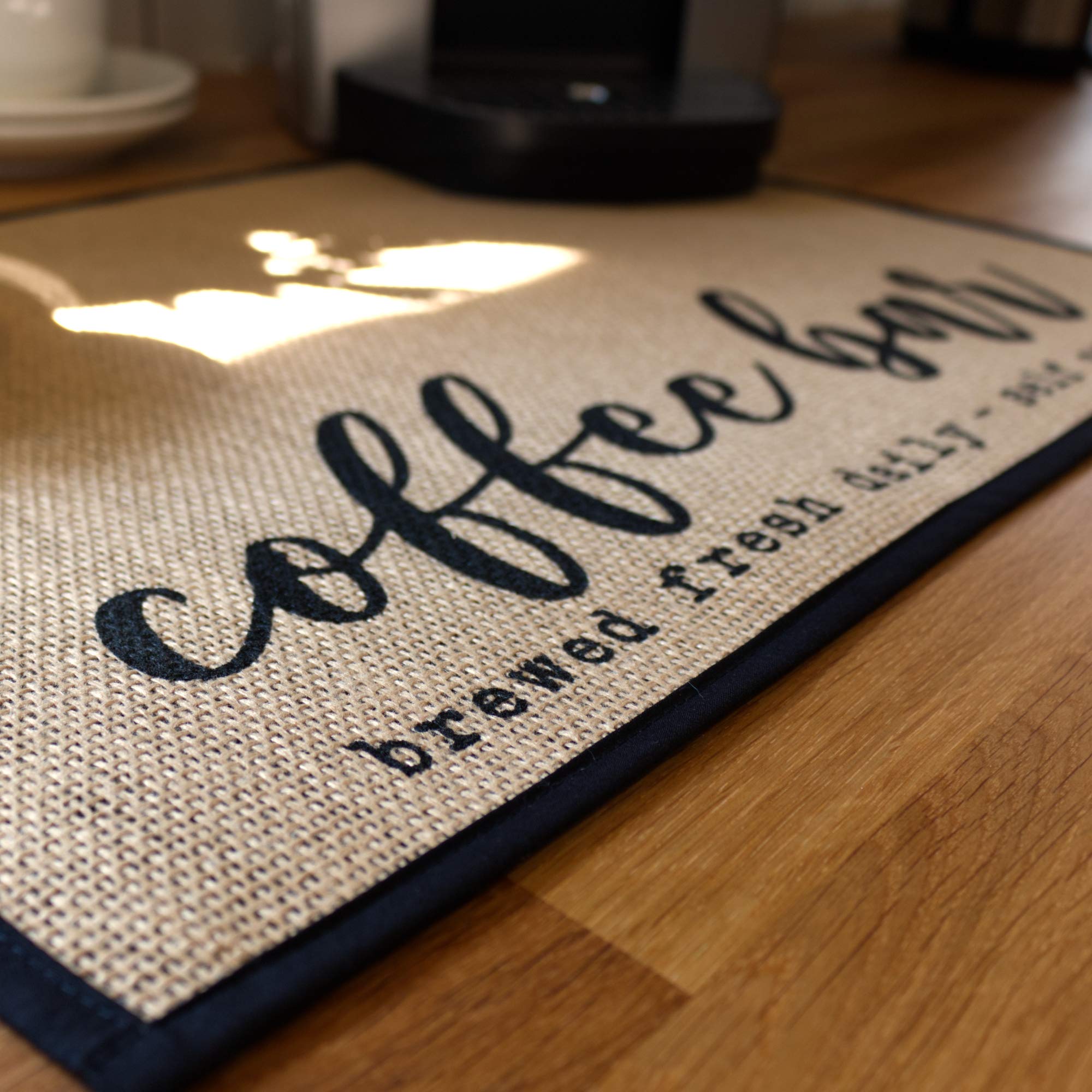 Premium Mungo Coffee Bar Mat - Non-Slip Burlap Placemat with Fabric Backing 20