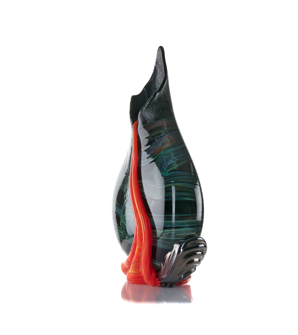 Daniel Moe Black Lava Trail 1 Glass Vessel - Modern Home Decor, Unique Centerpiece for Dining Table, Living Room, or Office