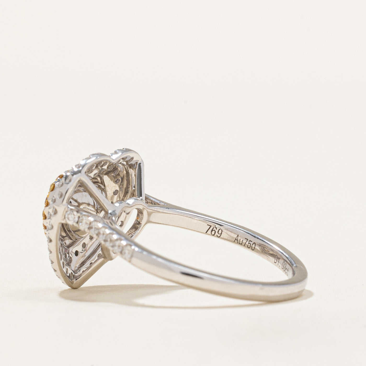 1.15ctw Yellow & White Diamond Heart Halo Ring | 0.57ctw Center Stone | Size 6 | Elegant Engagement, Anniversary or Valentine's Day Gift